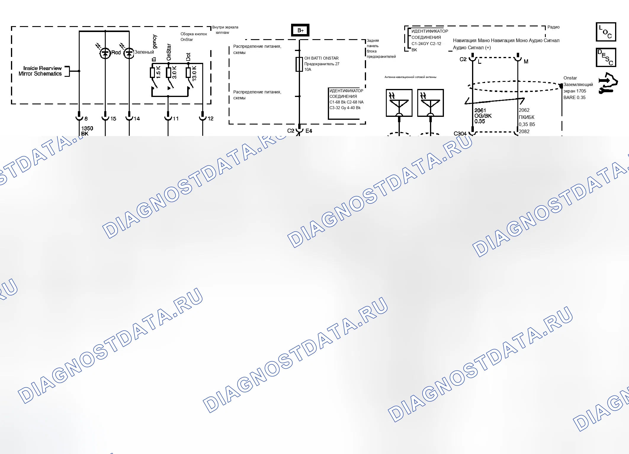 Рис. 9: Схемы OnStar. Chevrolet TrailBlazer I рестайлинг