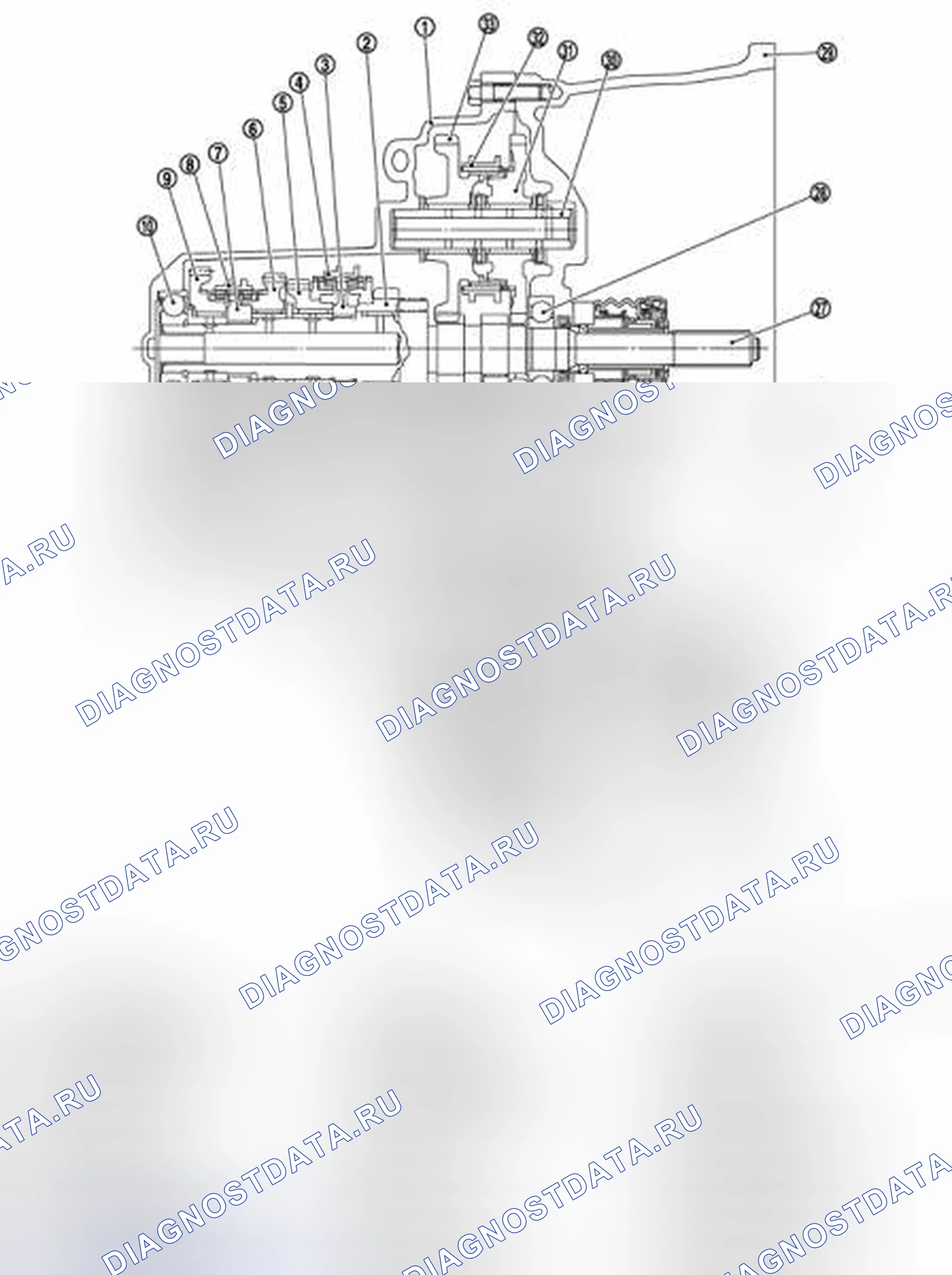 Рис. 332: Поперечное сечение коробки передач. Nissan Sentra B16