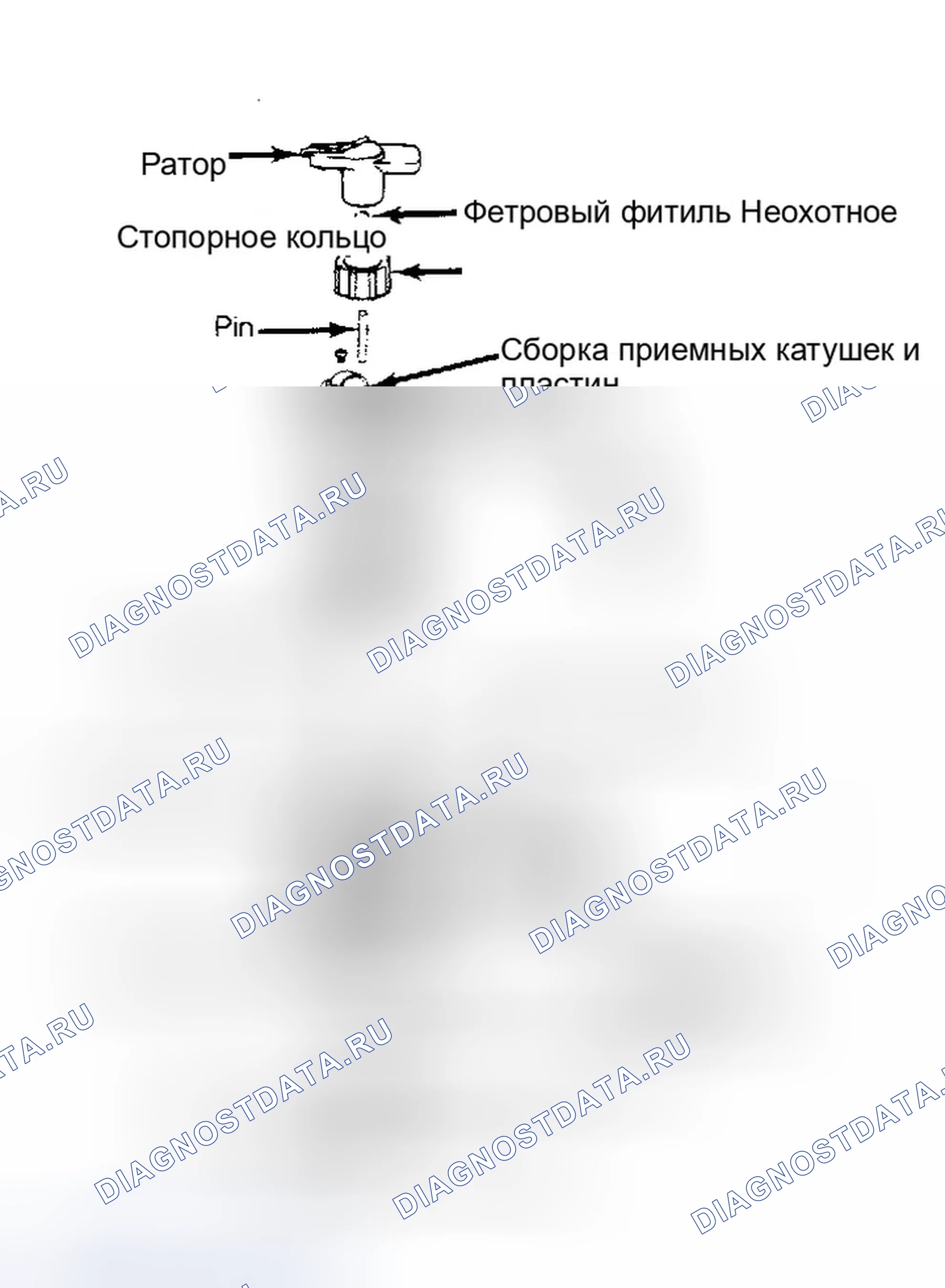 Рис. 2: Разнесенный вид одного распределителя приемных змеевиков Двойной распределитель приемных змеевиков аналогичен.. Dodge Ram Van II