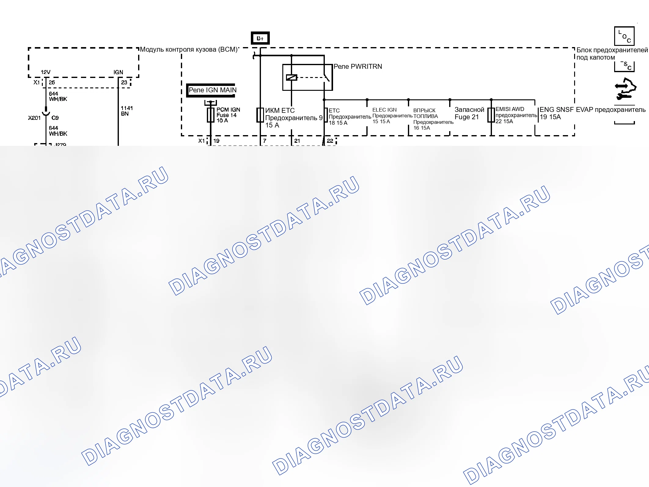 Рис. 3: Схема управления двигателем. Chevrolet Uplander I final