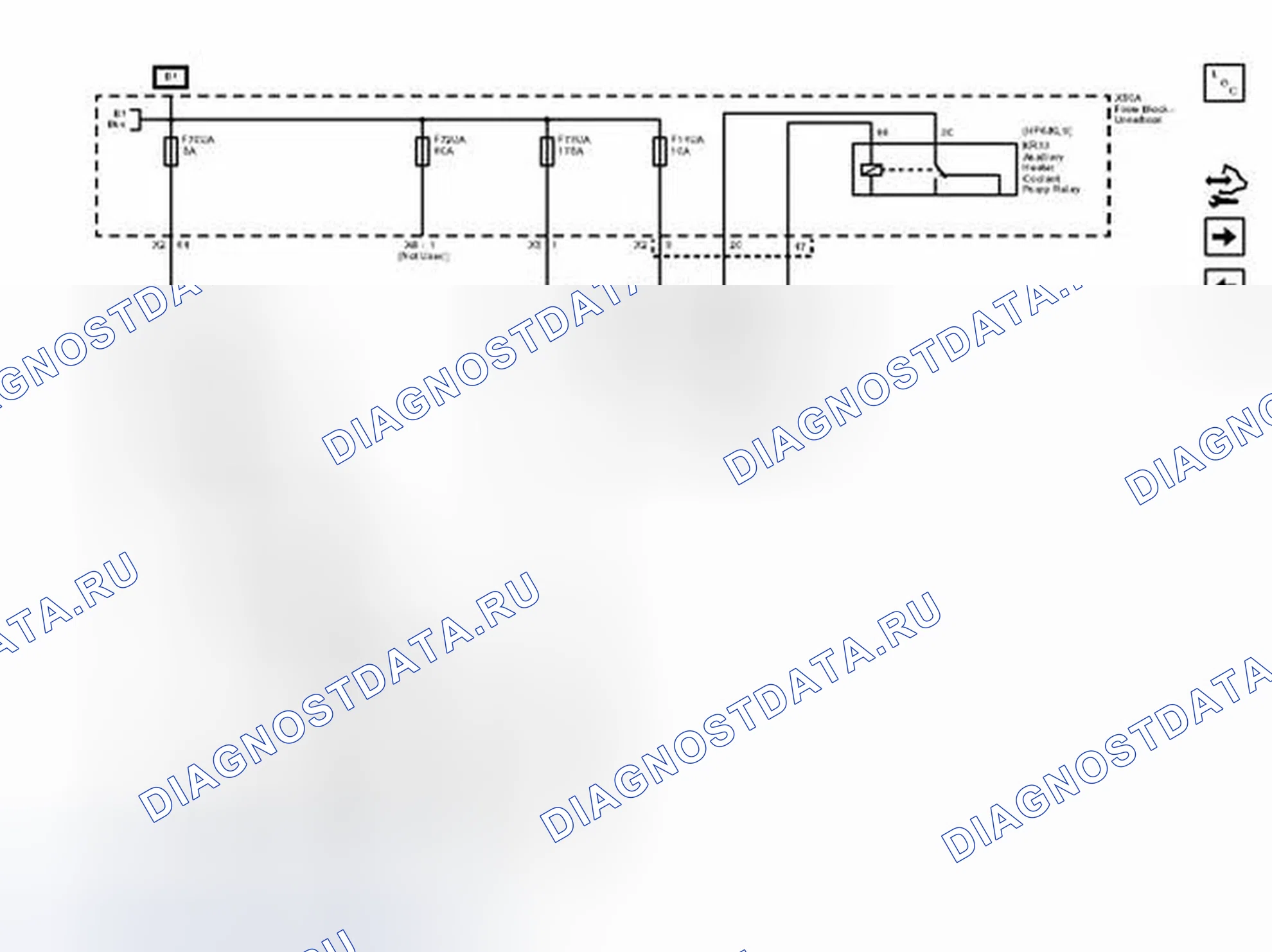 Рис. 83: Предохранители F14UA, F70UA, F72UA и F73UA. Chevrolet Malibu VIII рестайлинг