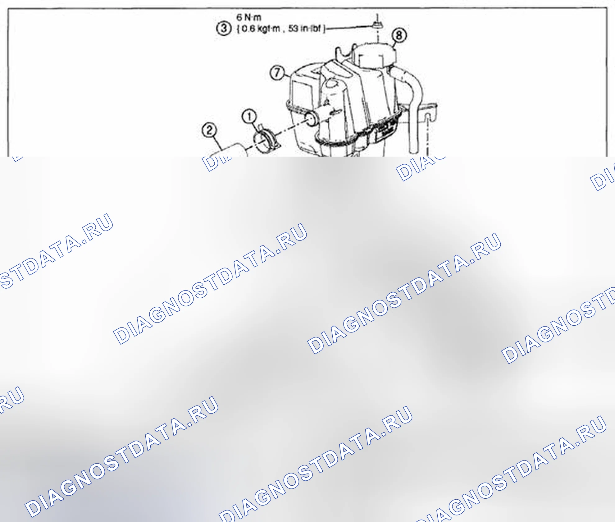 Рис. 12: ДЕМОНТАЖ / МОНТАЖ БАЛЛОНА ДЕГАЗАТОРА - 2,5 л. Mazda Tribute II