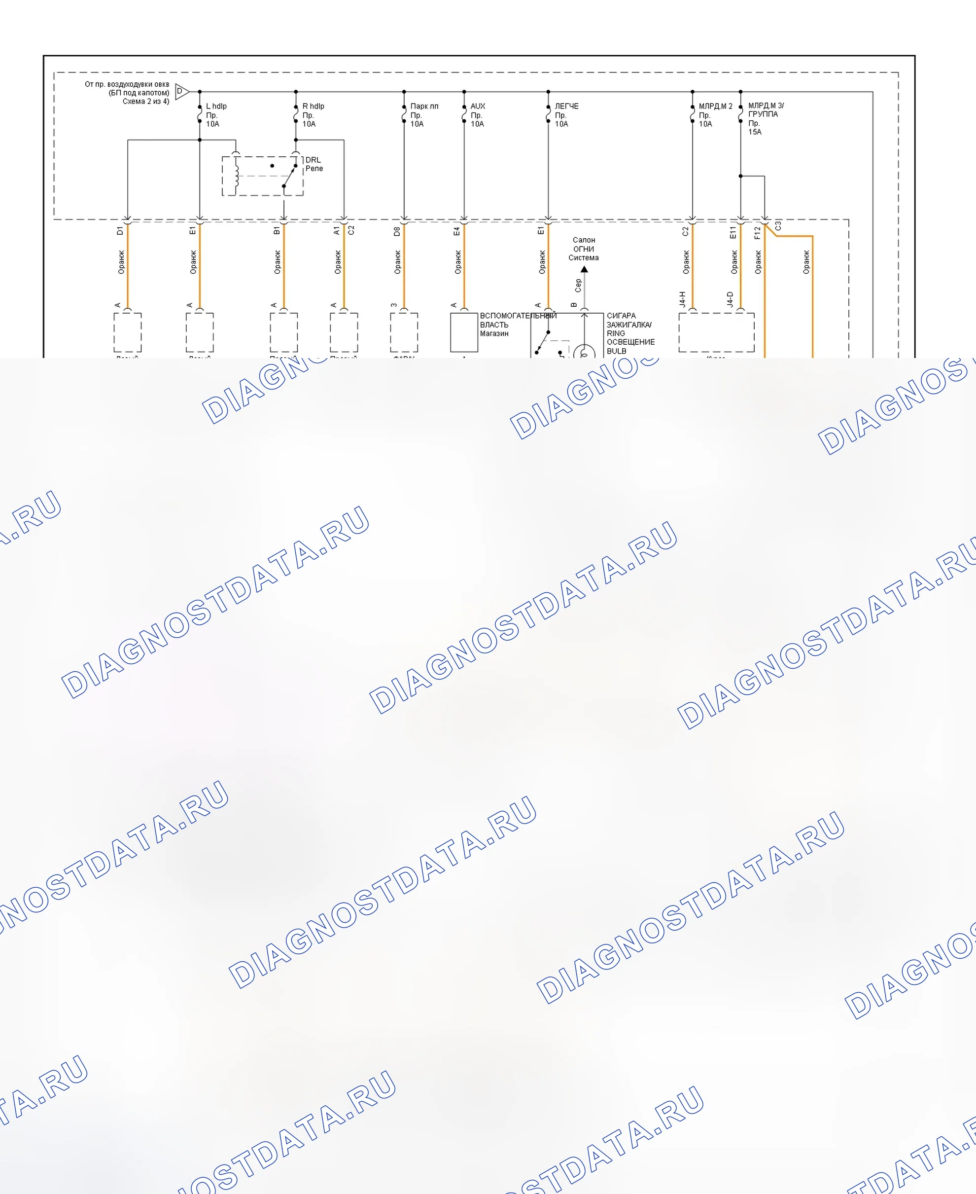 Рис. 211: электросхема распределения питания (Saturn LS, LS1, LS2, LW1 и LW2-3 из 4). Hyundai XG I