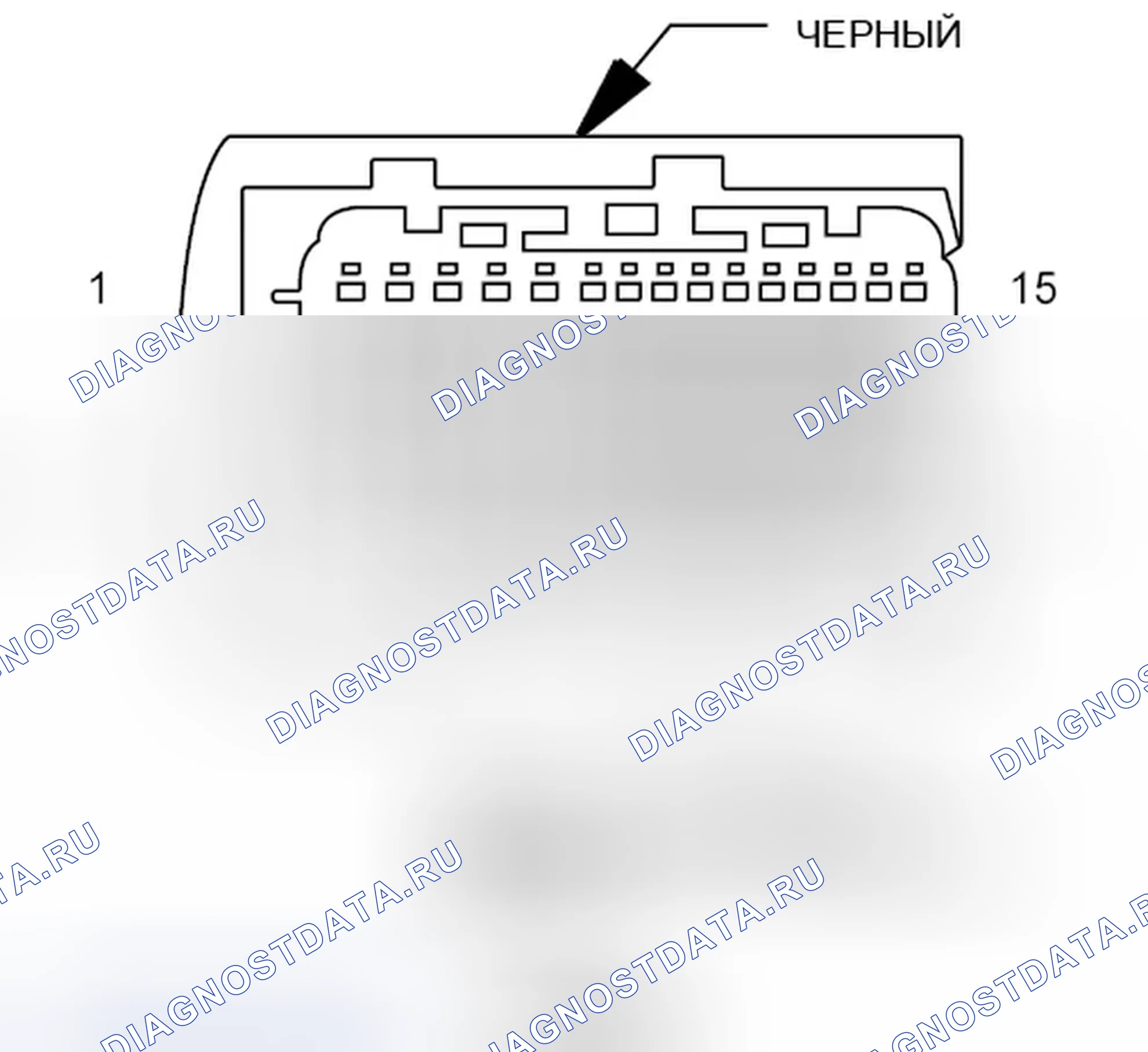 Рис. 122: Вид с торца разъема модуля управления двигателем (дизель) (С2). Jeep Compass I