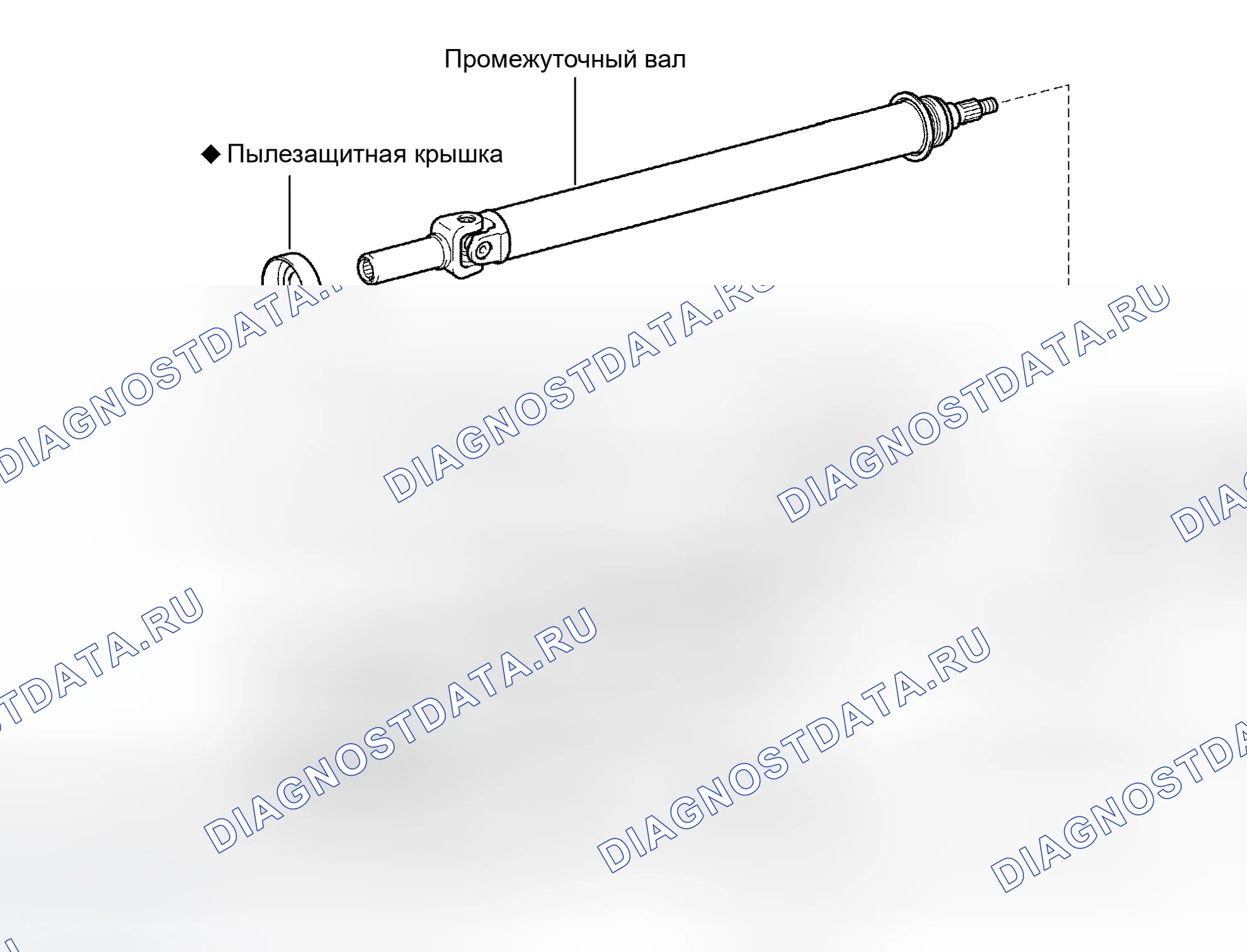 Рис. 2: Разнесенный вид карданного вала. Toyota RAV4 II