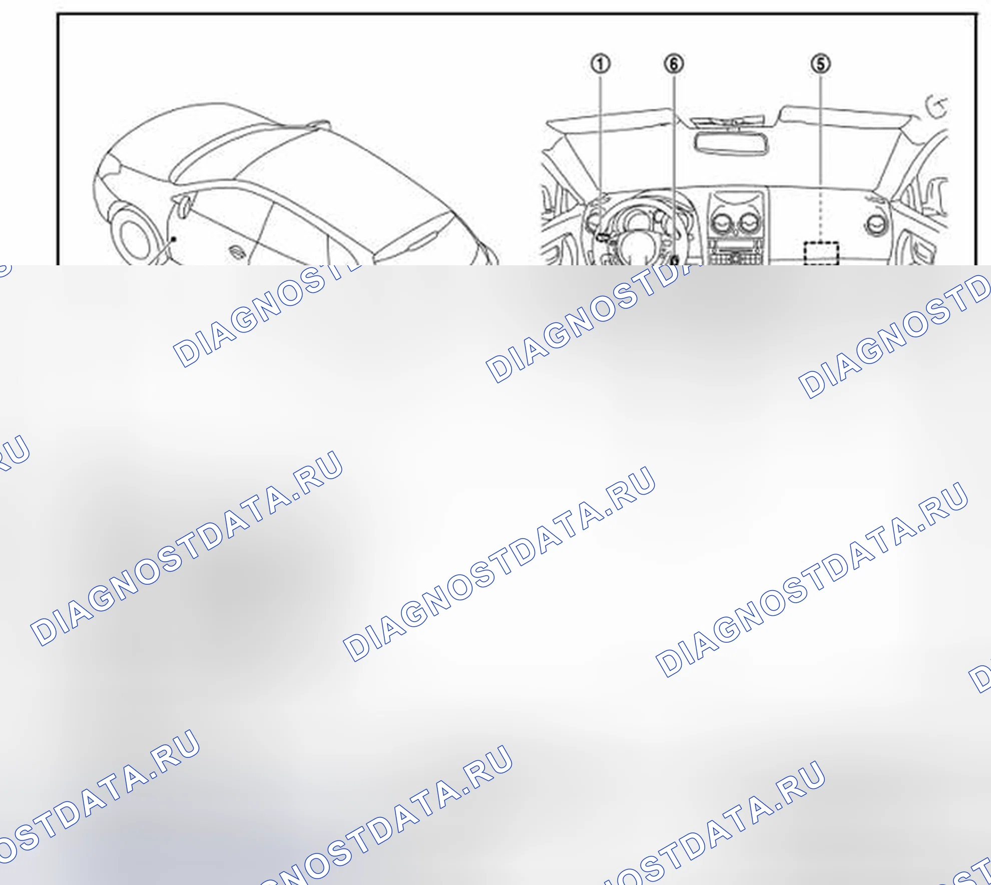Рис. 54: КЛЮЧЕВОЙ ПРЕДУПРЕЖДАЮЩИЙ СИГНАЛ: расположение компонентов. Nissan Rogue I рестайлинг