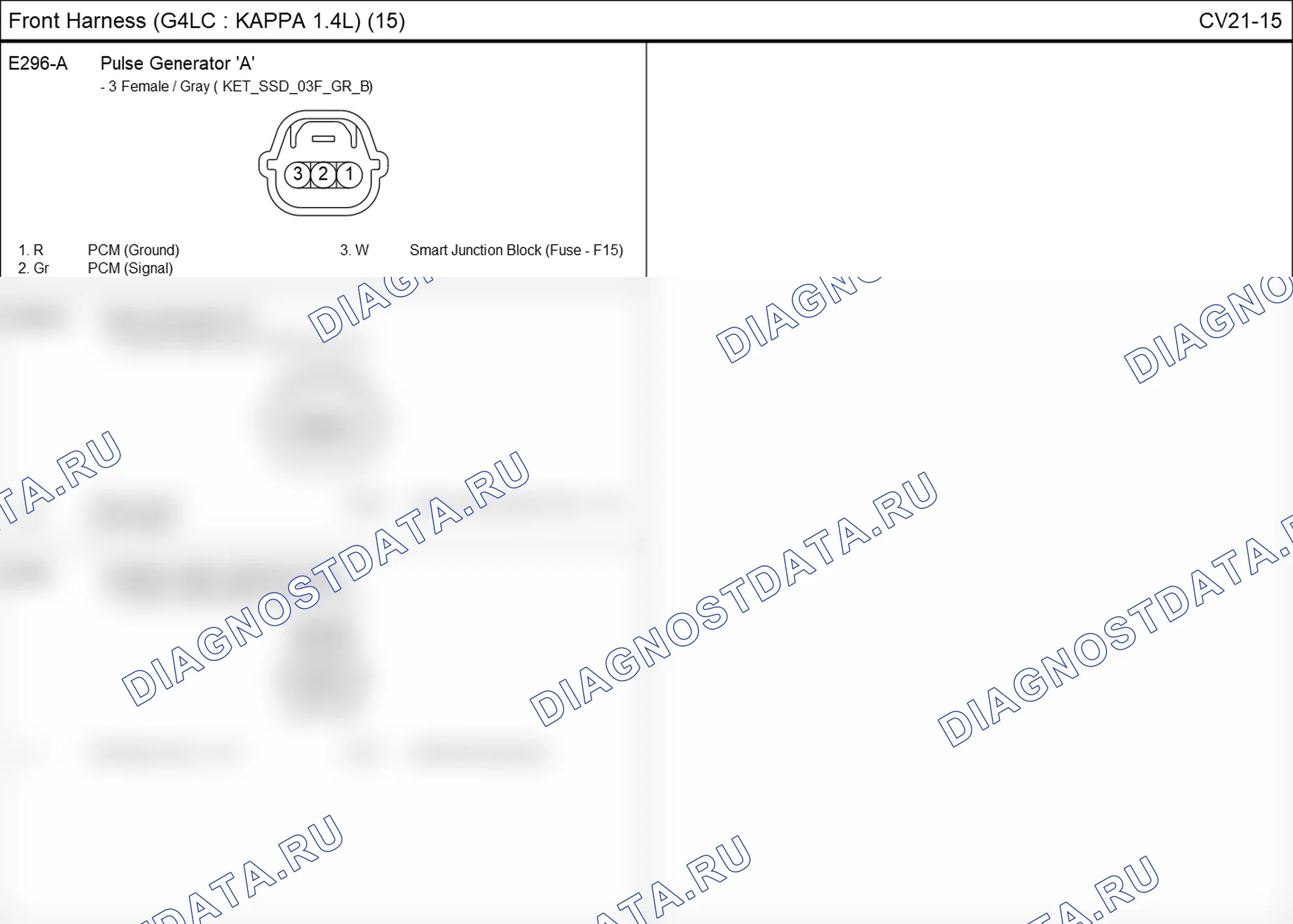 Распиновка разъёма CV21-15 — front harness. Hyundai i20 GB