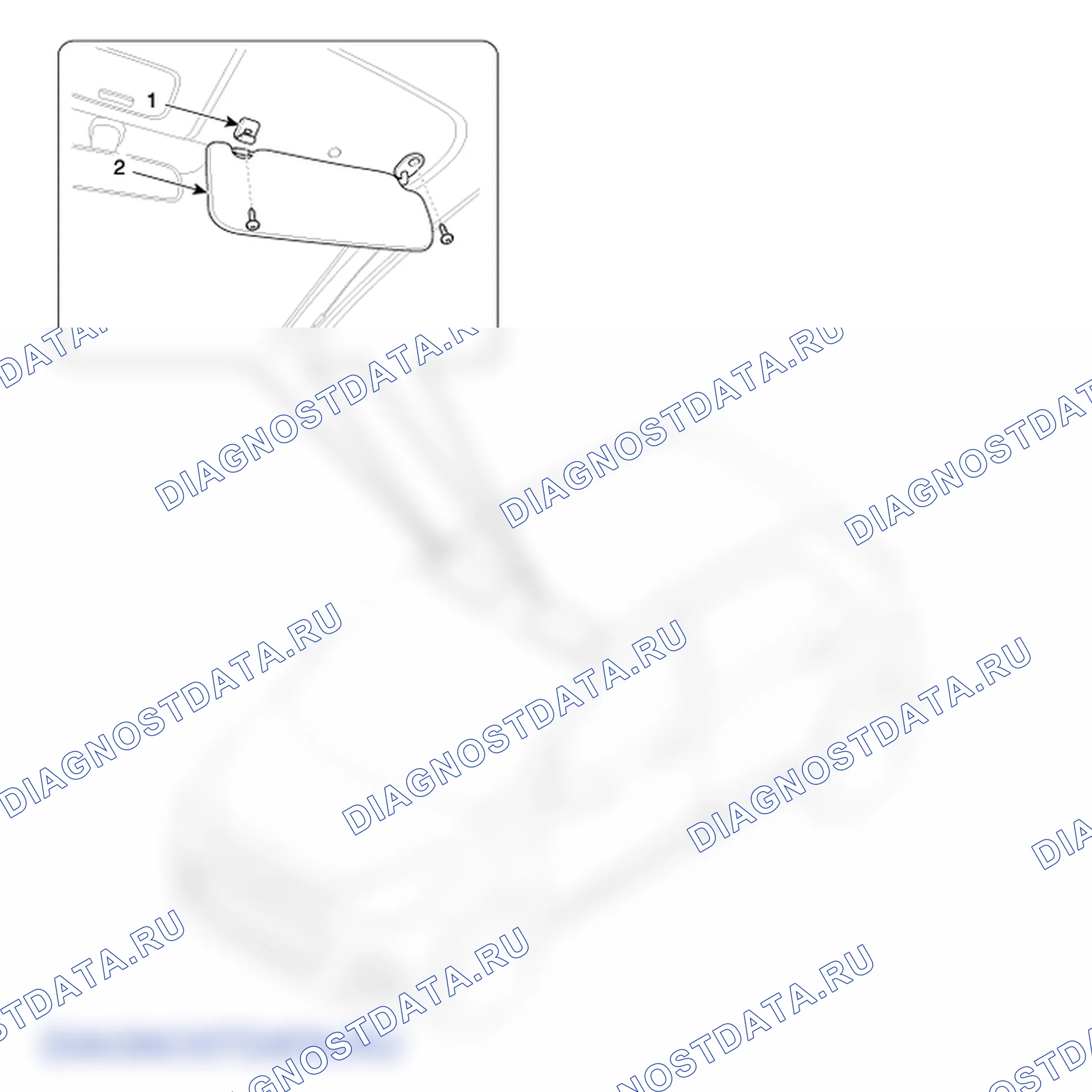 Расположение деталей солнцезащитного козырька. Hyundai GRAND i10/Xcent BA