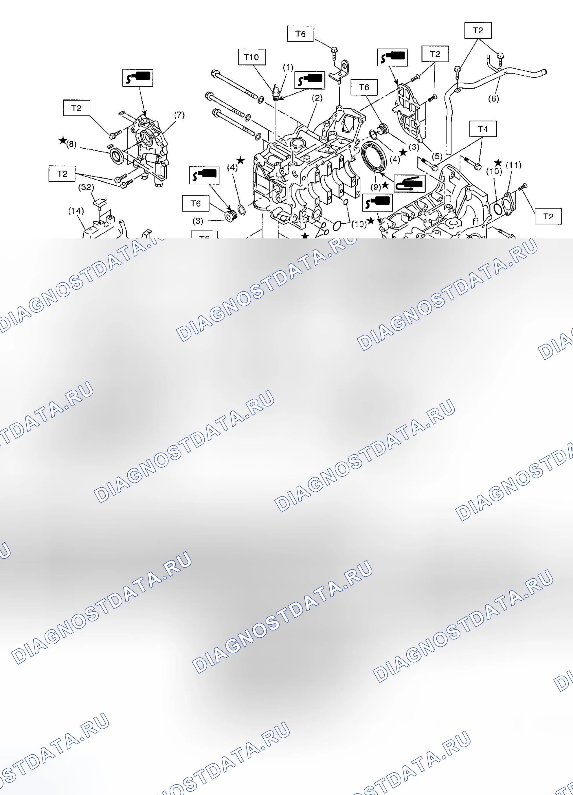 Рис. 23: БЛОК ЦИЛИНДРОВ. Subaru Forester SG