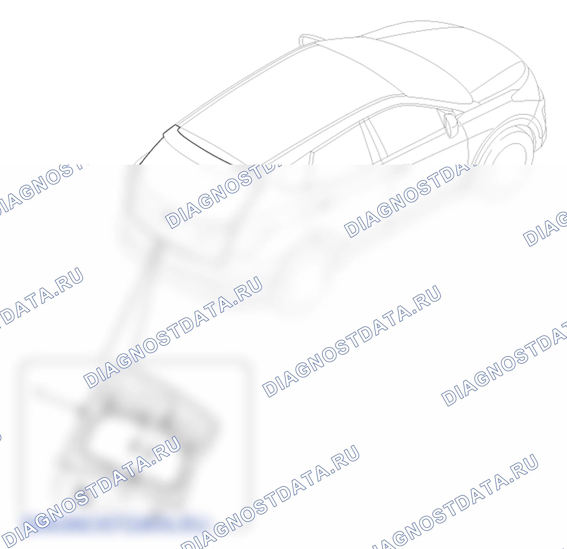 Расположение деталей двери багажника в сборе. Hyundai Santafe Sport DMA