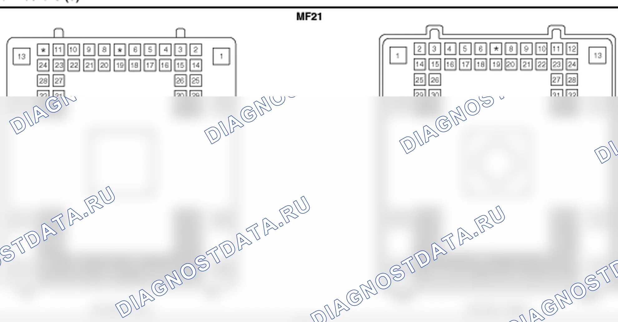 Распиновка разъёма MF21 — harness connectors. Hyundai Genesis BH