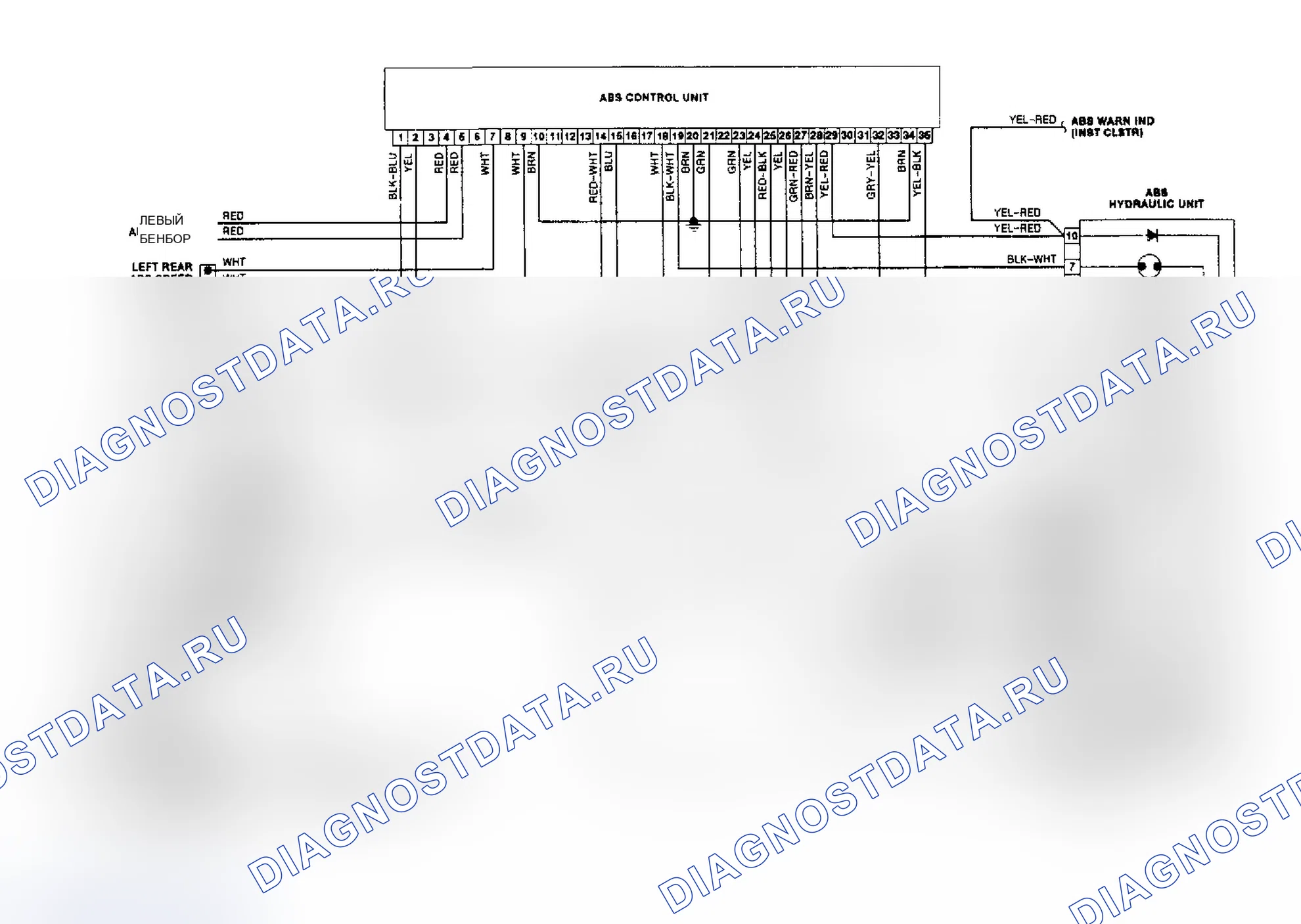 Рис. 17: Схема подключения 5000CS 2WD ABS. Audi 80 B3