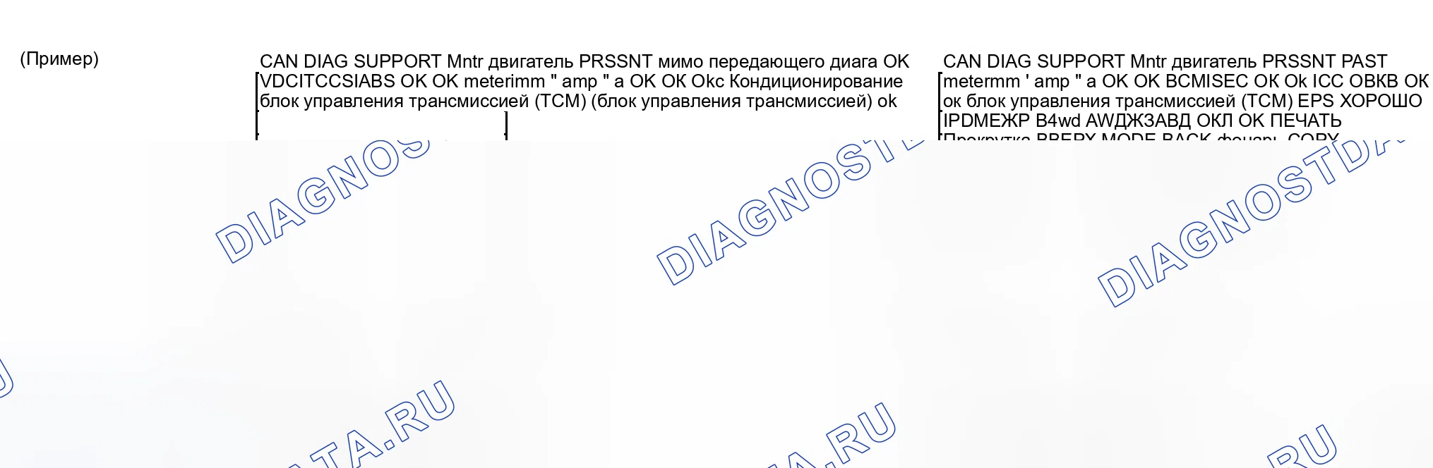 Рис. 19: ОПИСАНИЕ ЭКРАНА " CAN DIAG SUPPORT Mntr " ДЛЯ блок управления двигателем. Honda N-WGN I