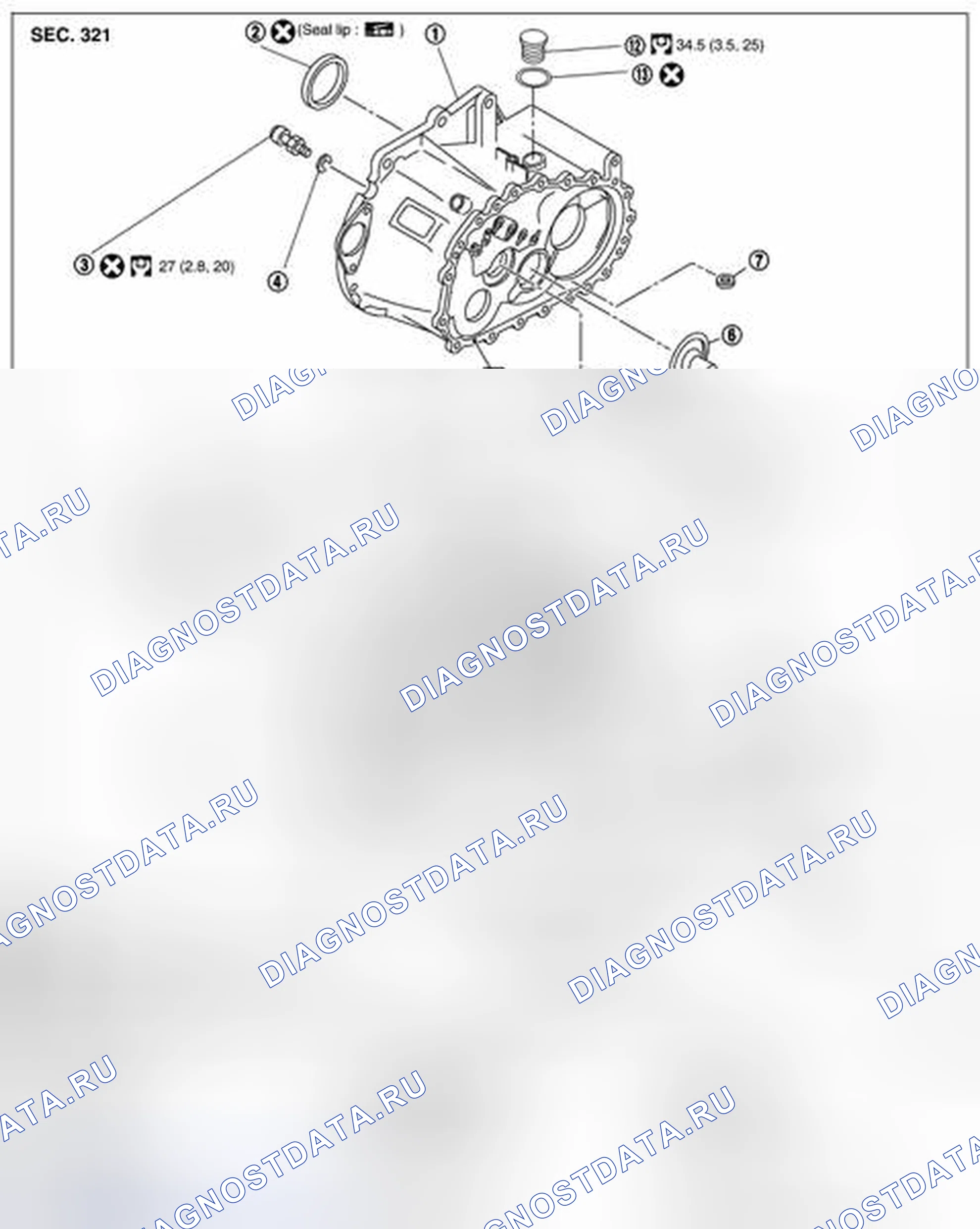 Рис. 24: Компоненты корпуса и корпуса. Nissan X-Trail I