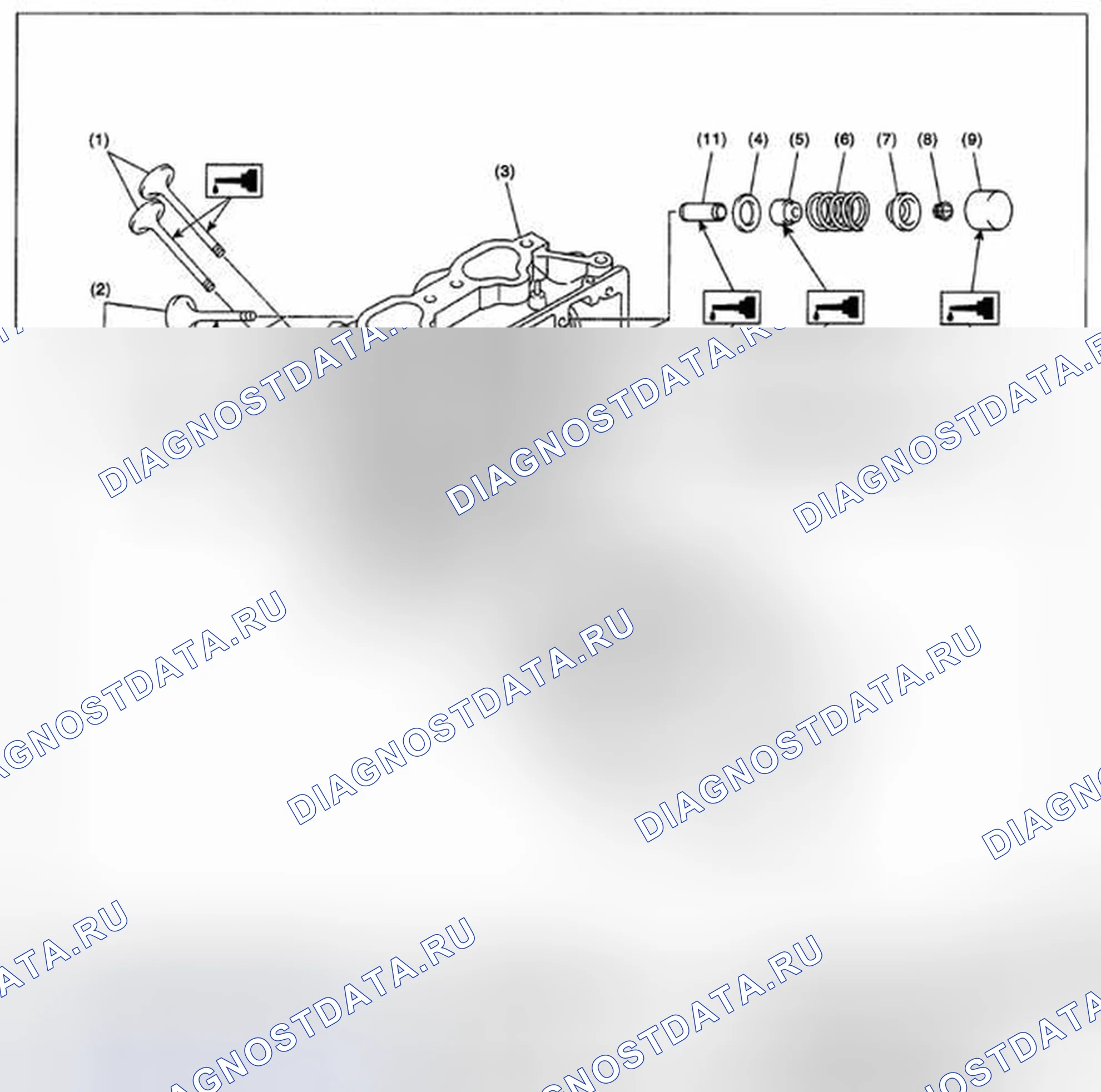 Рис. 564: ГОЛОВКА ЦИЛИНДРА И КЛАПАН В СБОРЕ. Subaru Impreza WRX STI GR