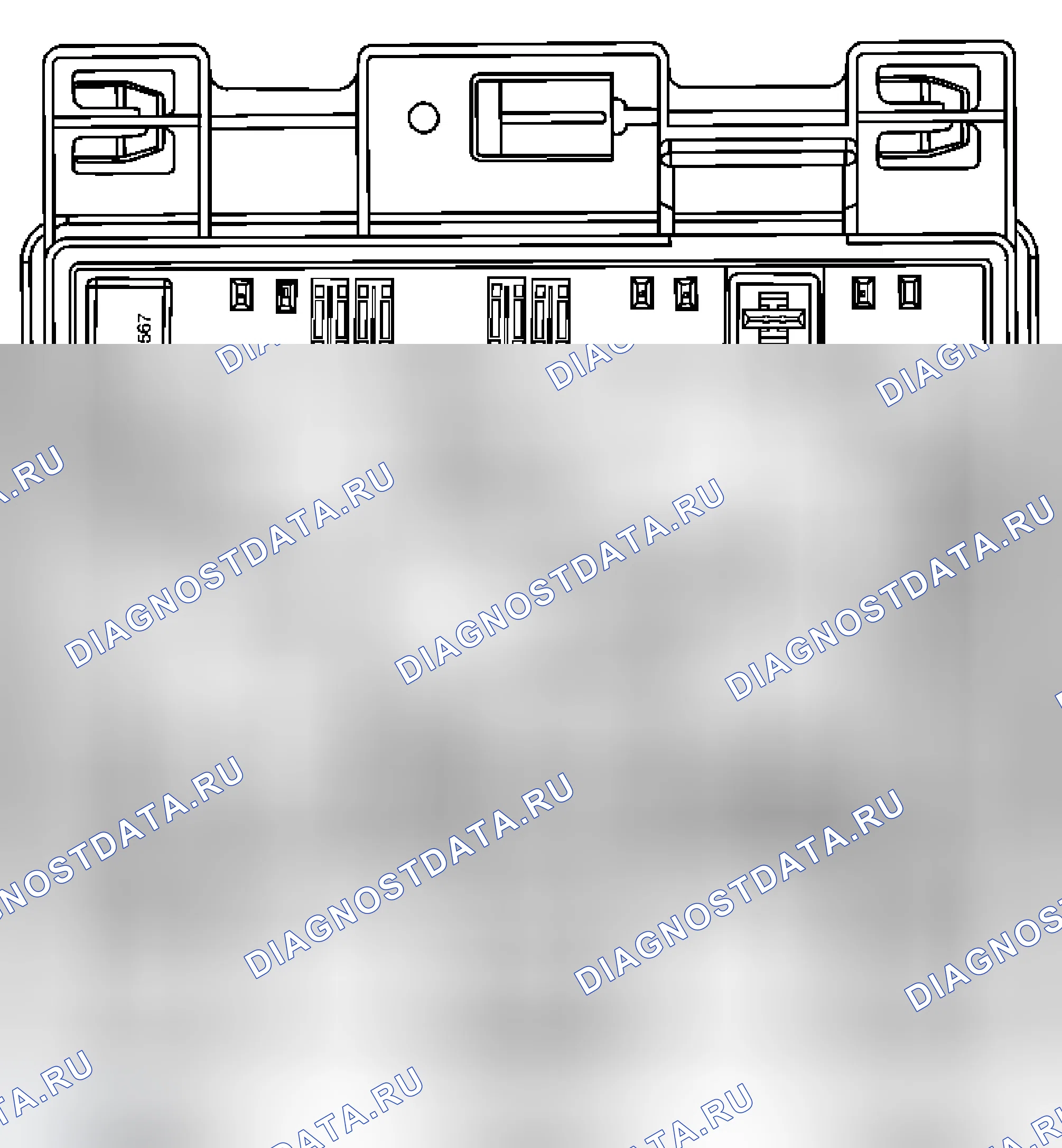 Рис. 100: Блок предохранителей - Вид сверху сзади. Chevrolet Malibu VI