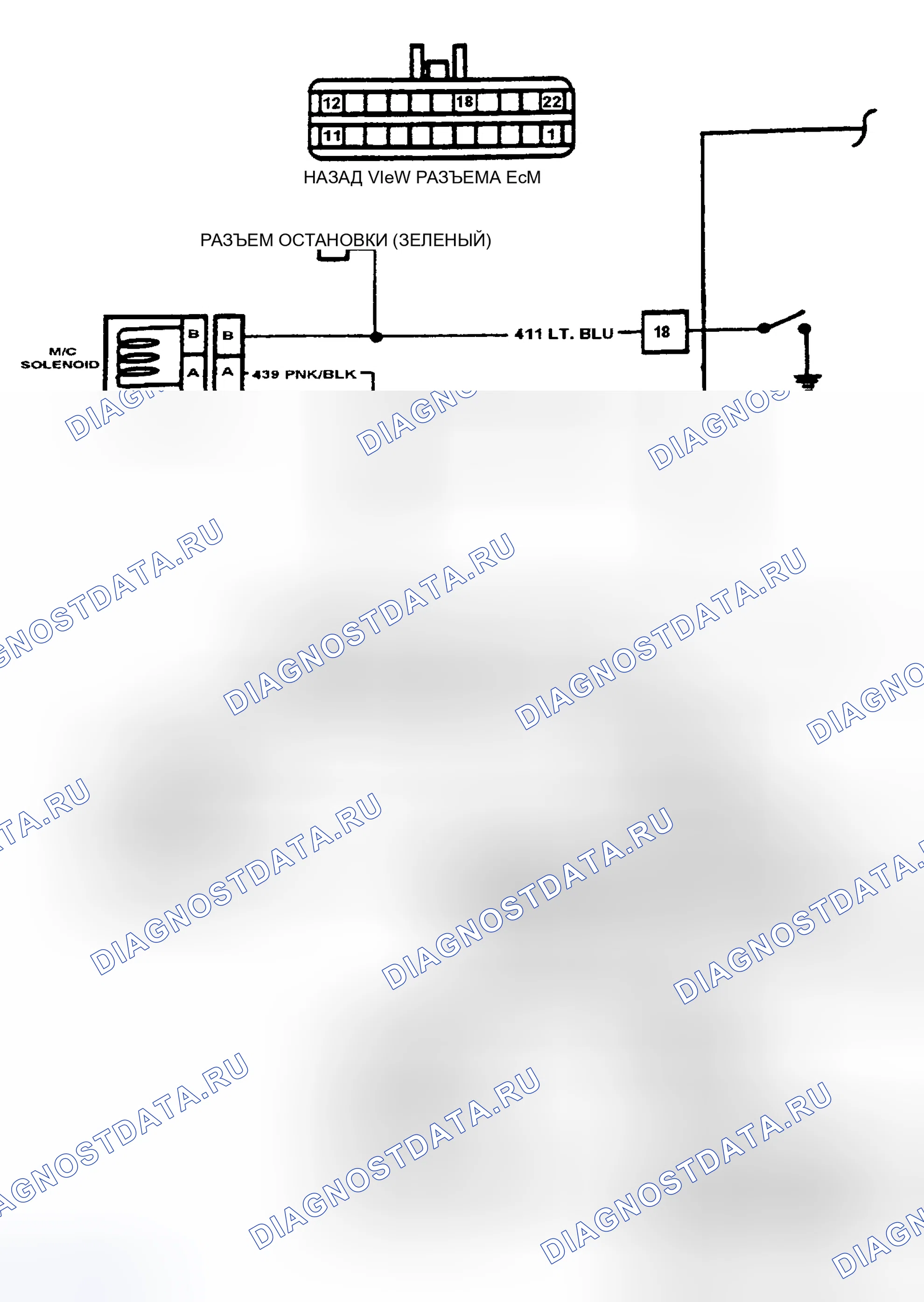 Рис. 125: Код 54: Высокий уровень цепи соленоида M/C. GMC Cab & Chassis S15 