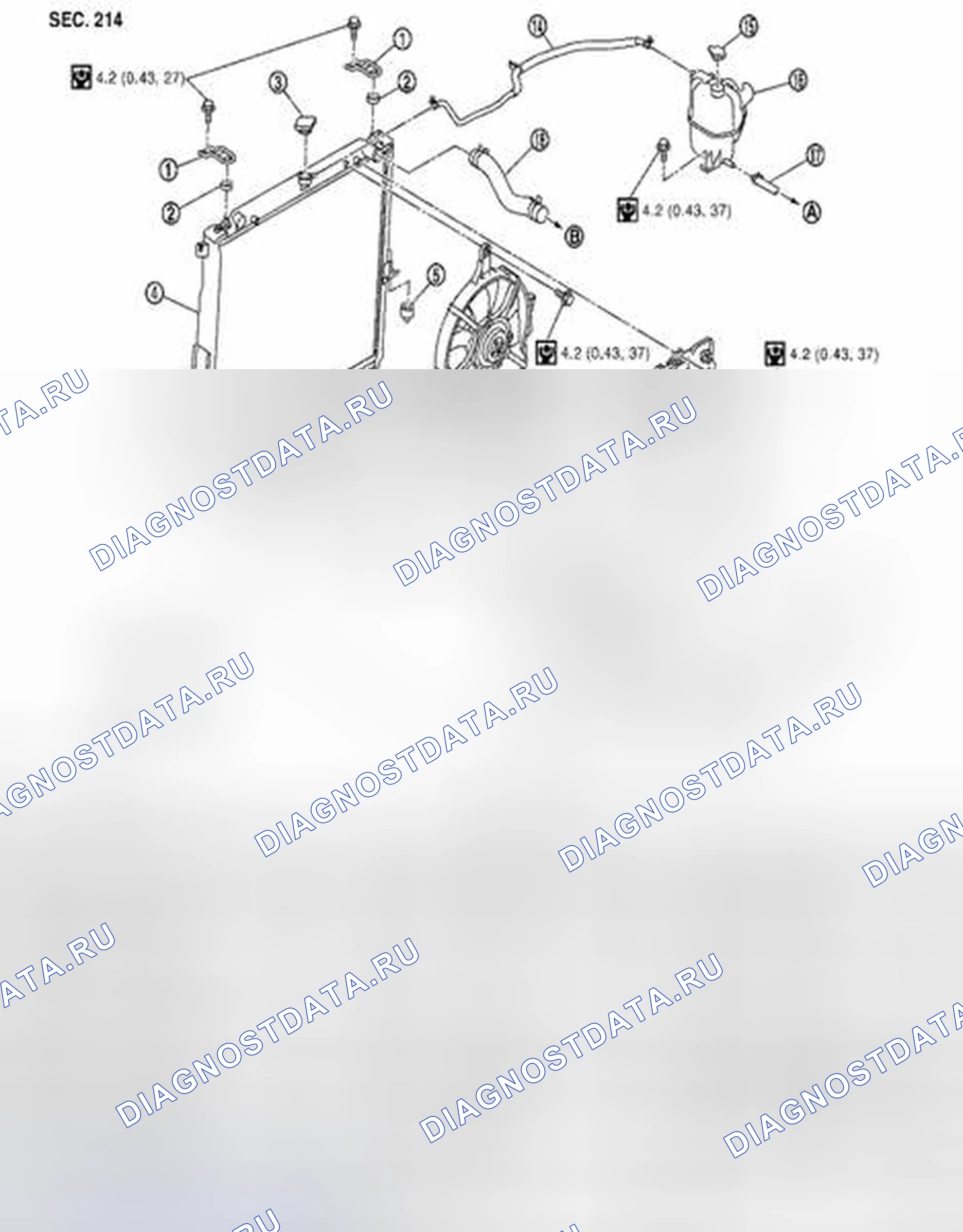 Рис. 58: Радиатор: разнесенный вид. Suzuki Equator I