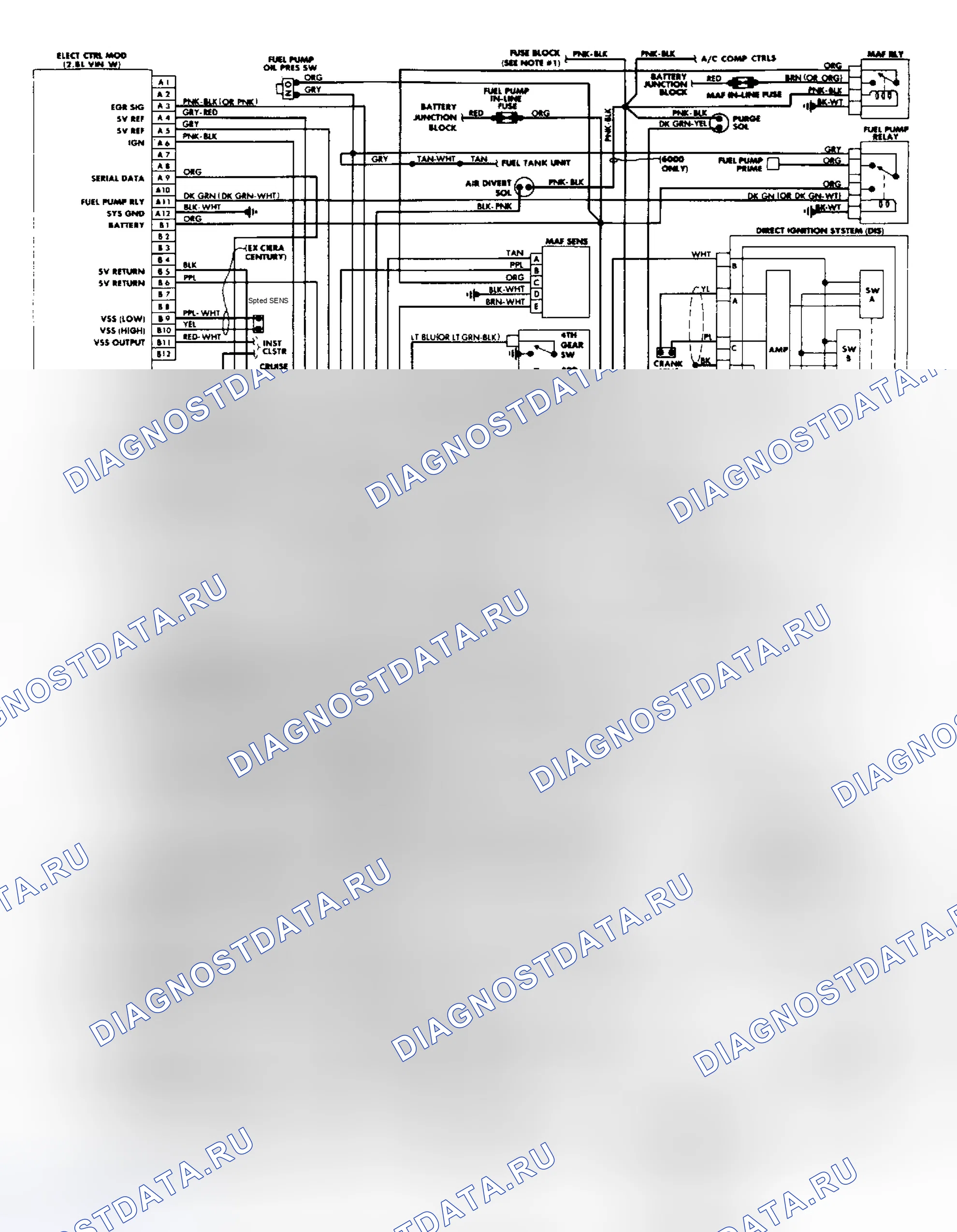 Рис. 9: электросхема Celebrity, Century, Cutlass Ciera и 6000 2.8L. Chevrolet Camaro III рестайлинг