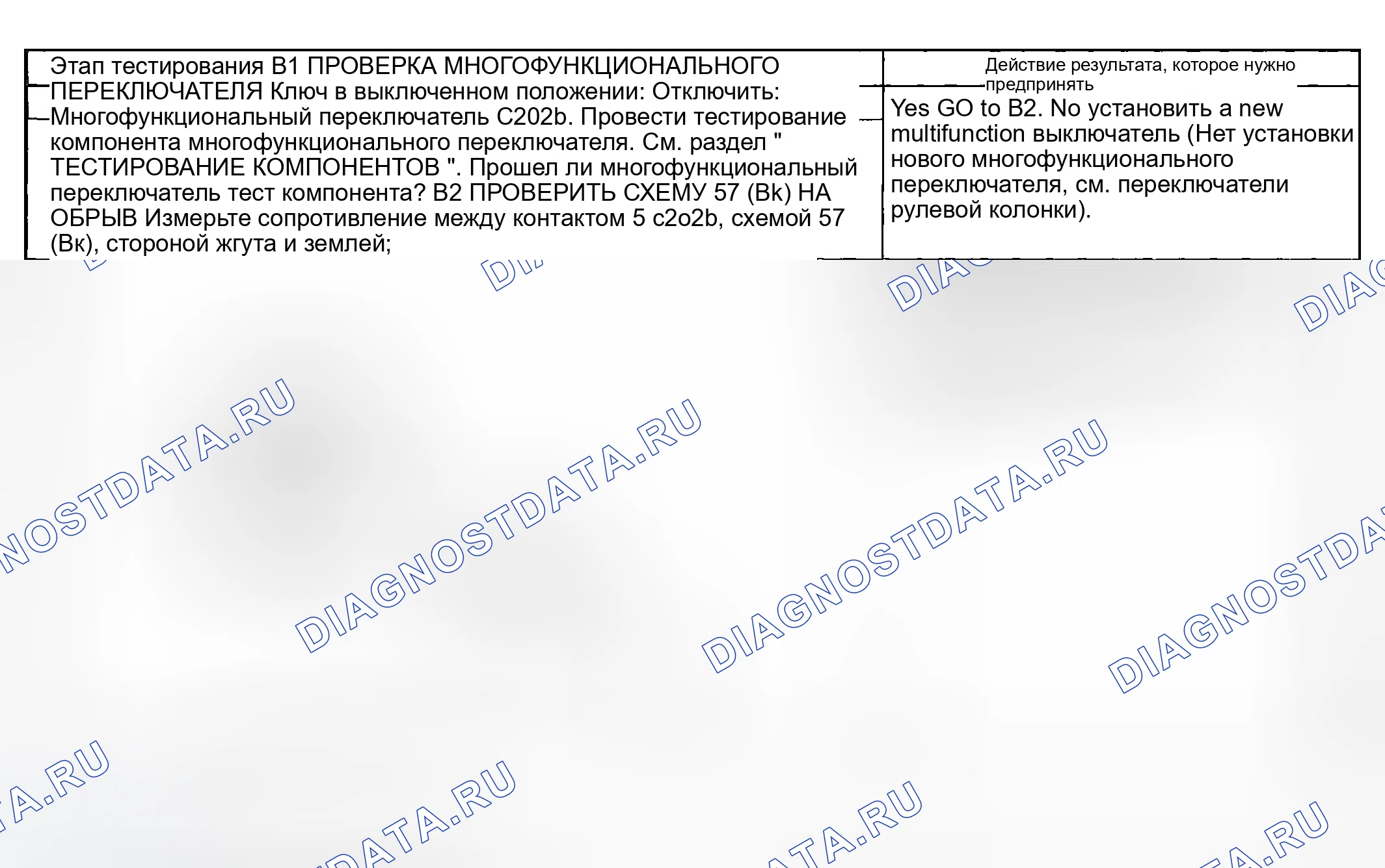 Рис. 18: диагностический тест B: стеклоочистители остаются включенными непрерывно. Mazda Flair II