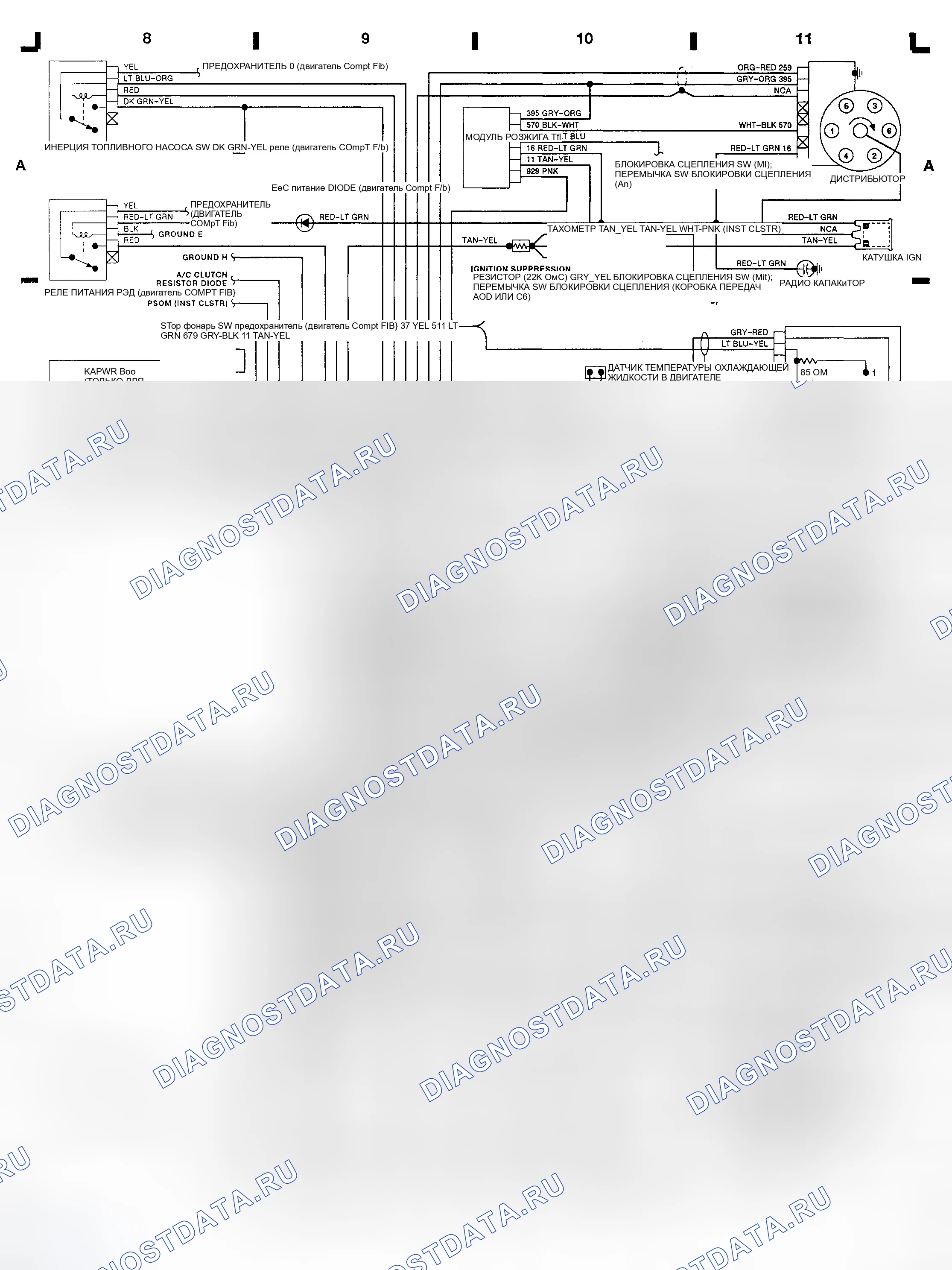 Рис. 3: Электронное управление двигателем (EEC) (4.9L) (сетки 8-11). Ford Pickup F150 