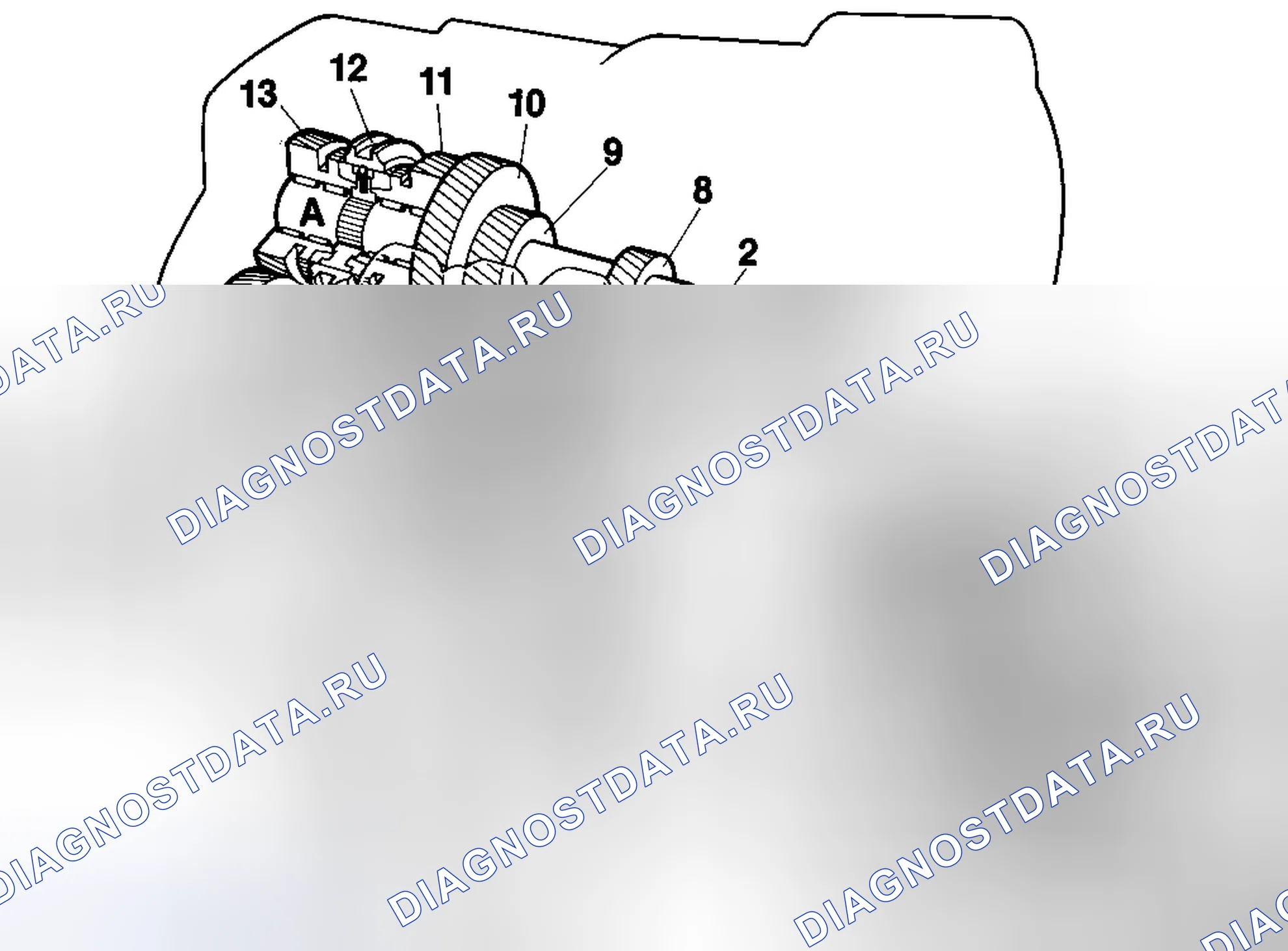 Рис. 1155: Коробка передач, внутренние компоненты. Volvo C70 I