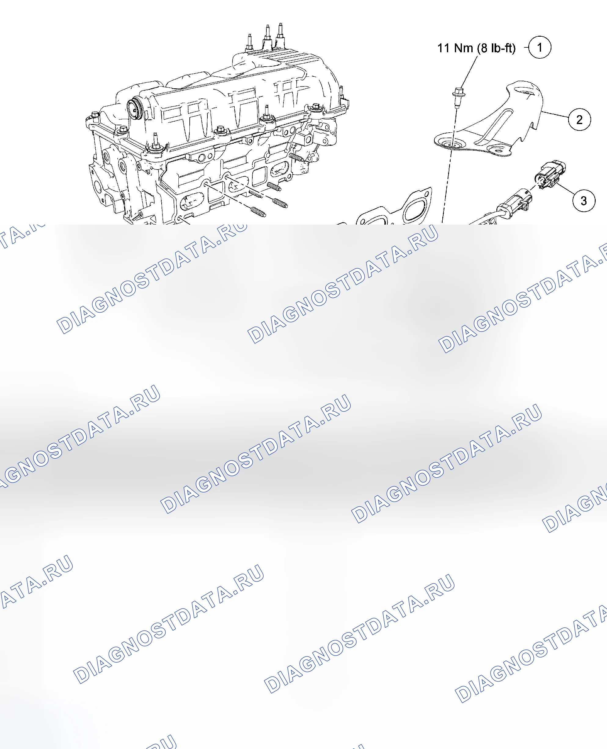 Рис. 51: Выпускной коллектор (правый). Hyundai Mistra II