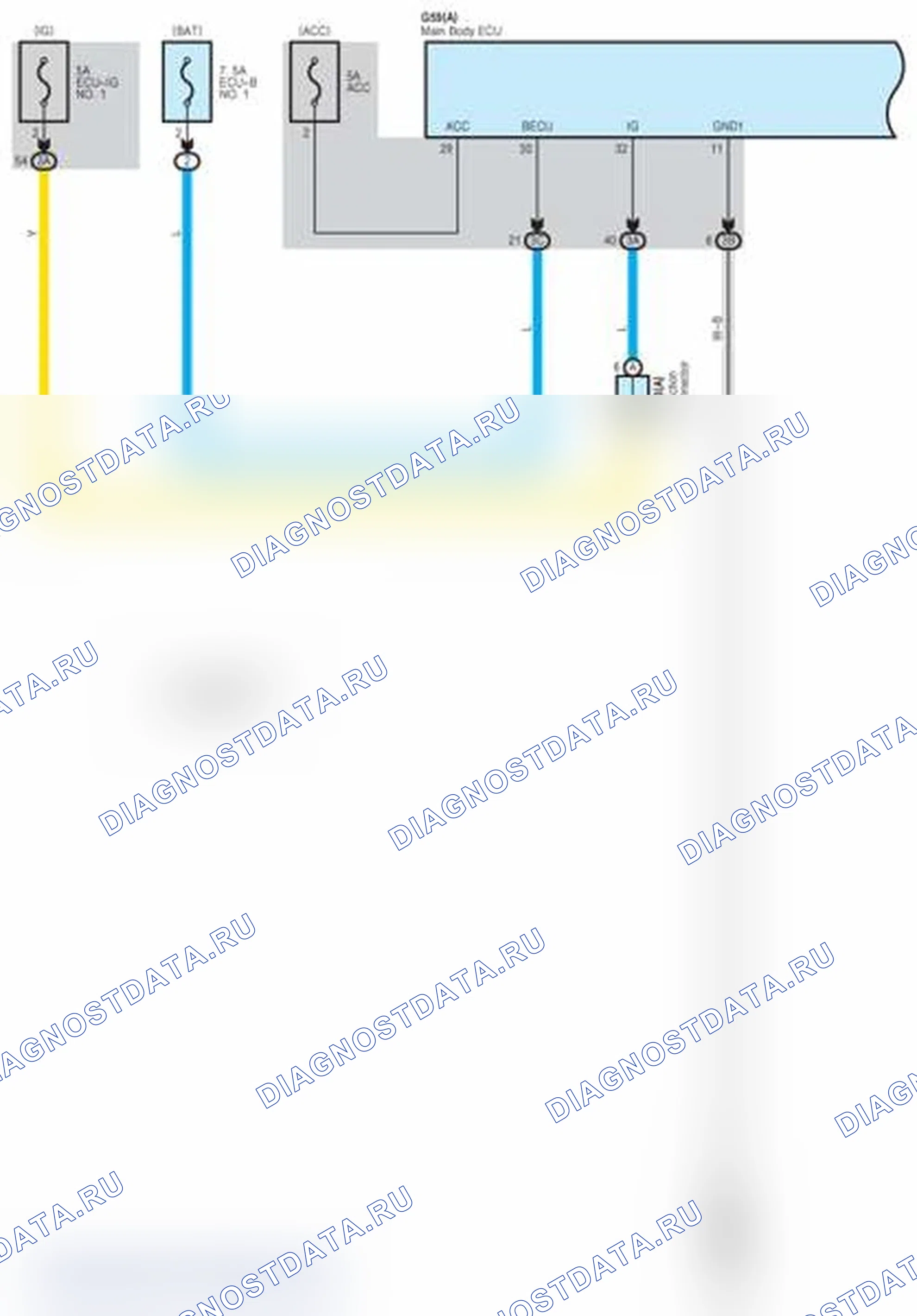 Рис. 132: Схема проводки внутреннего освещения (1 из 4). Toyota Prius C I