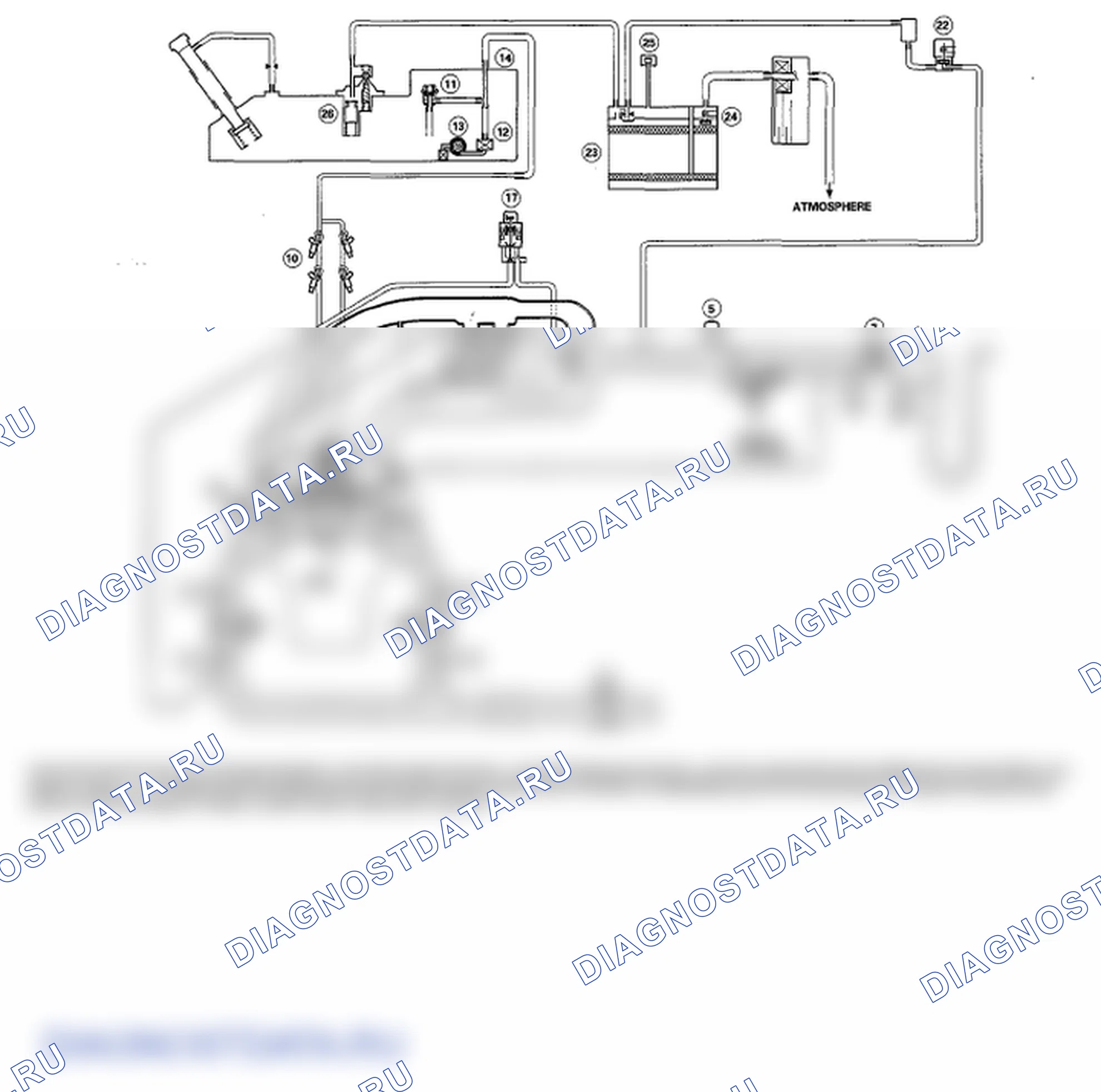 Рис. 8: Схема топливной и эмиссионной систем (модели ' 09-11). Honda Ridgeline I рестайлинг