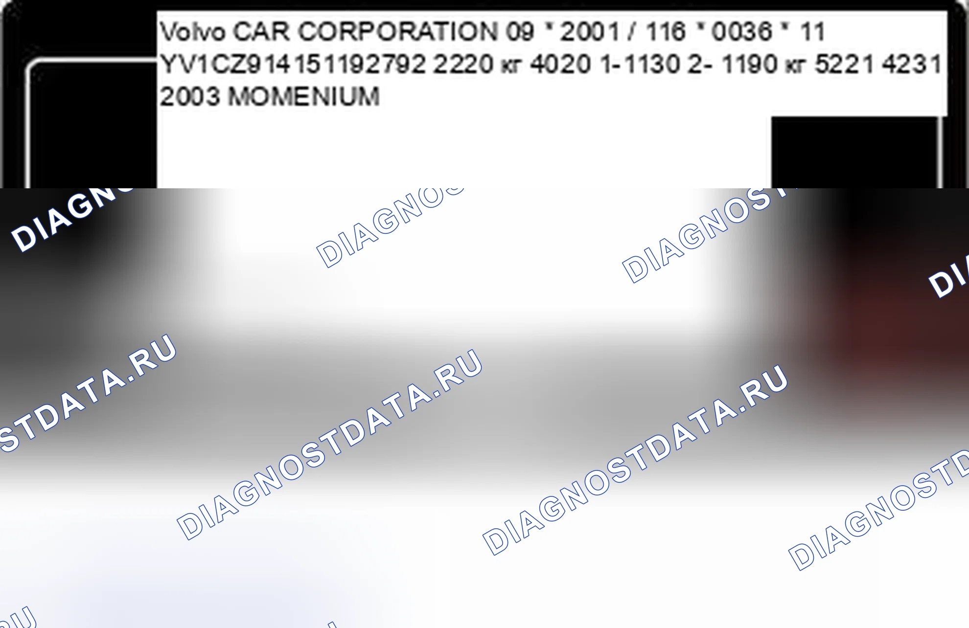 Рис. 5: Двухцветный внешний код. Volvo XC70 I рестайлинг