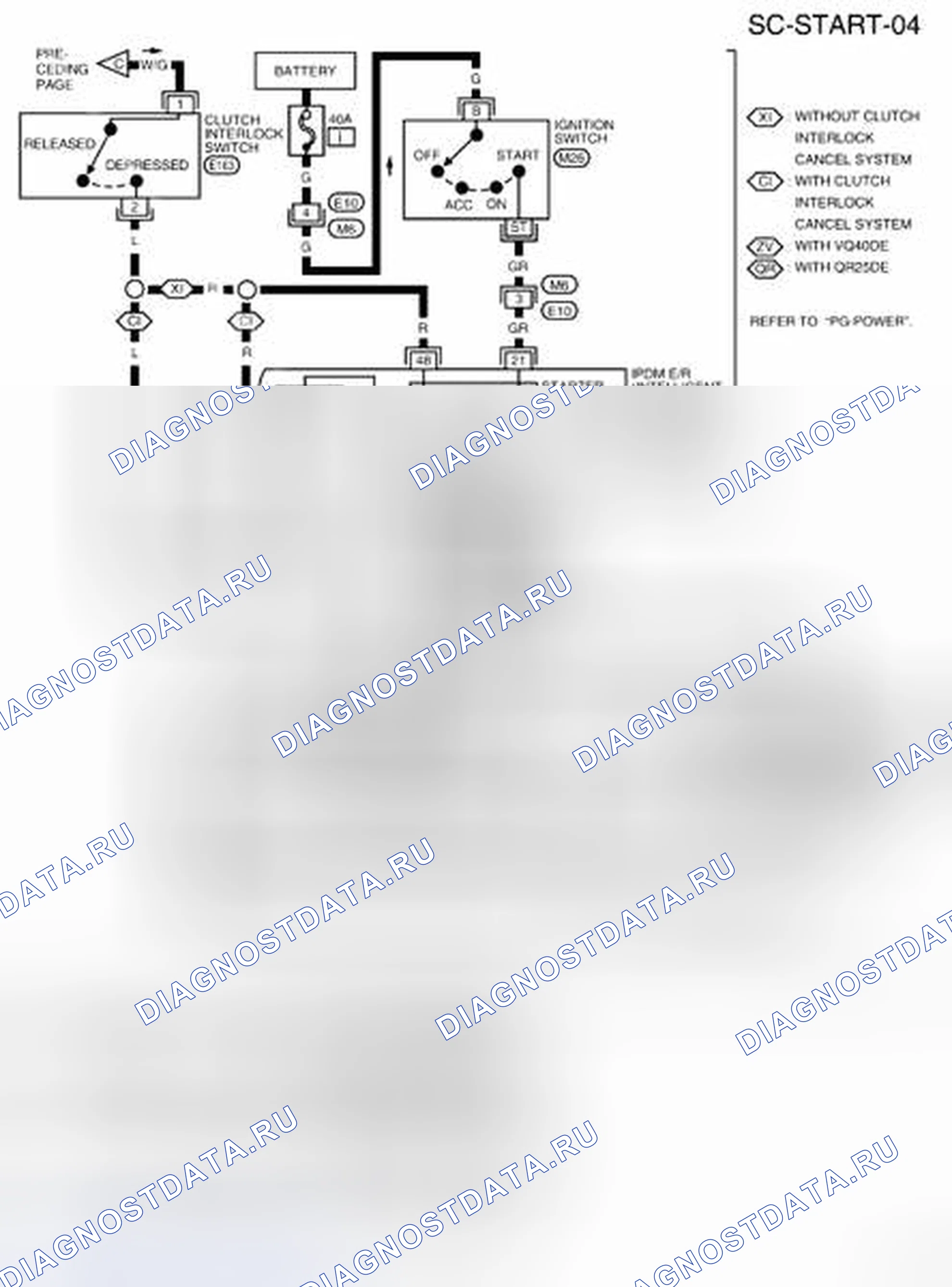 Рис. 44: электросхема (модели M / T) - SC-START-04. Nissan Frontier D40