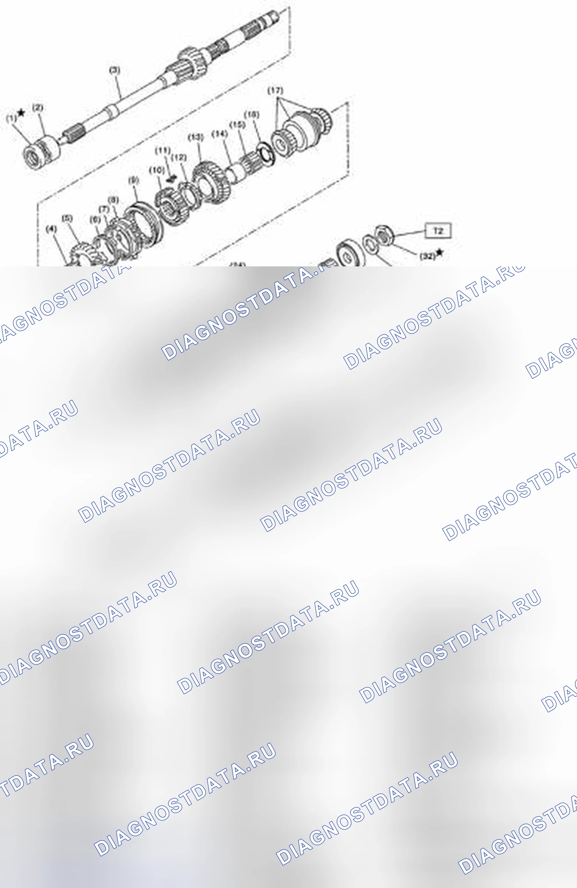 Рис. 3: ГЛАВНЫЙ ВАЛ ДЛЯ ОДНОРЯДНЫХ. Subaru Legacy BM/BR