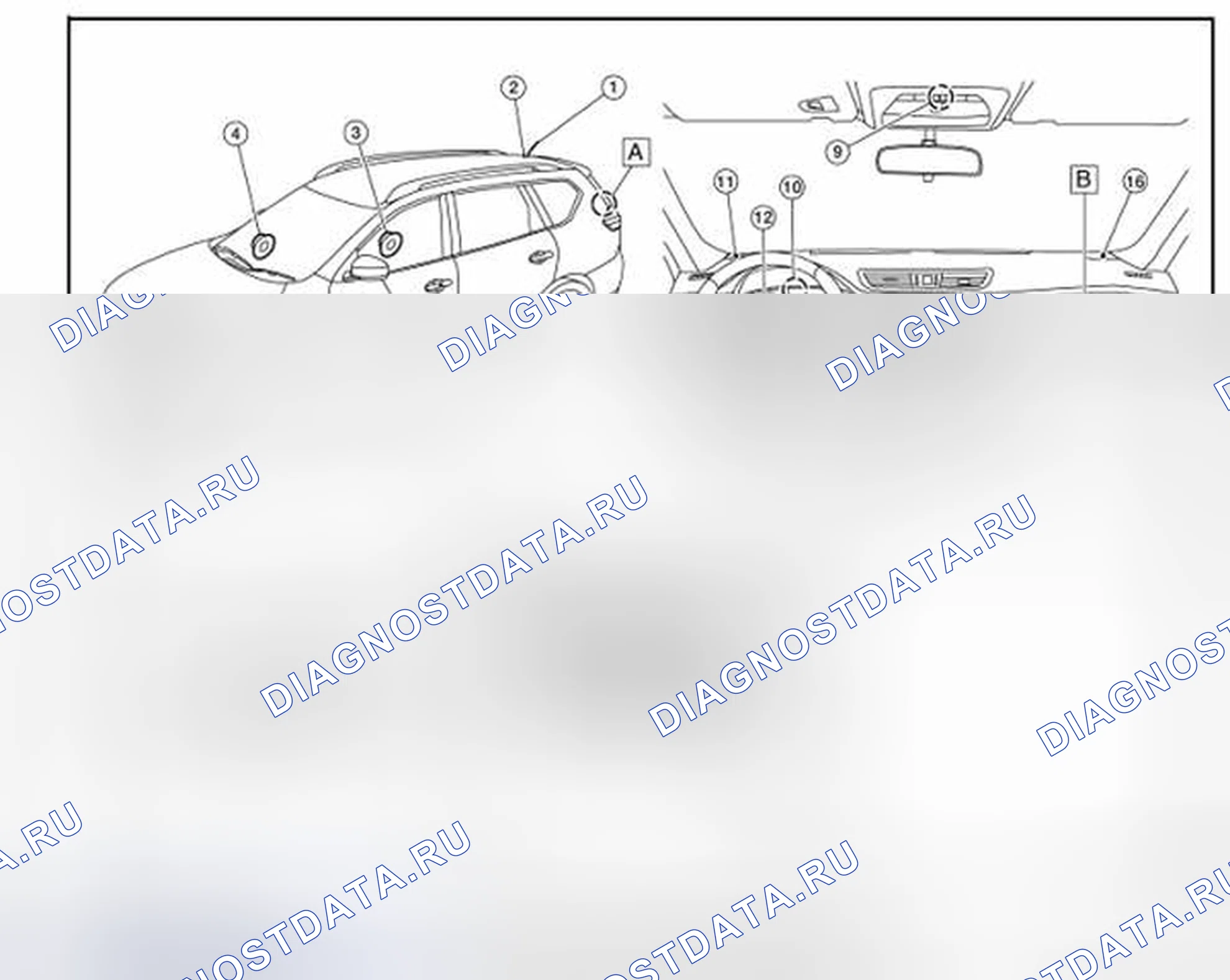 Рис. 106: Расположение компонентов. Nissan Rogue II