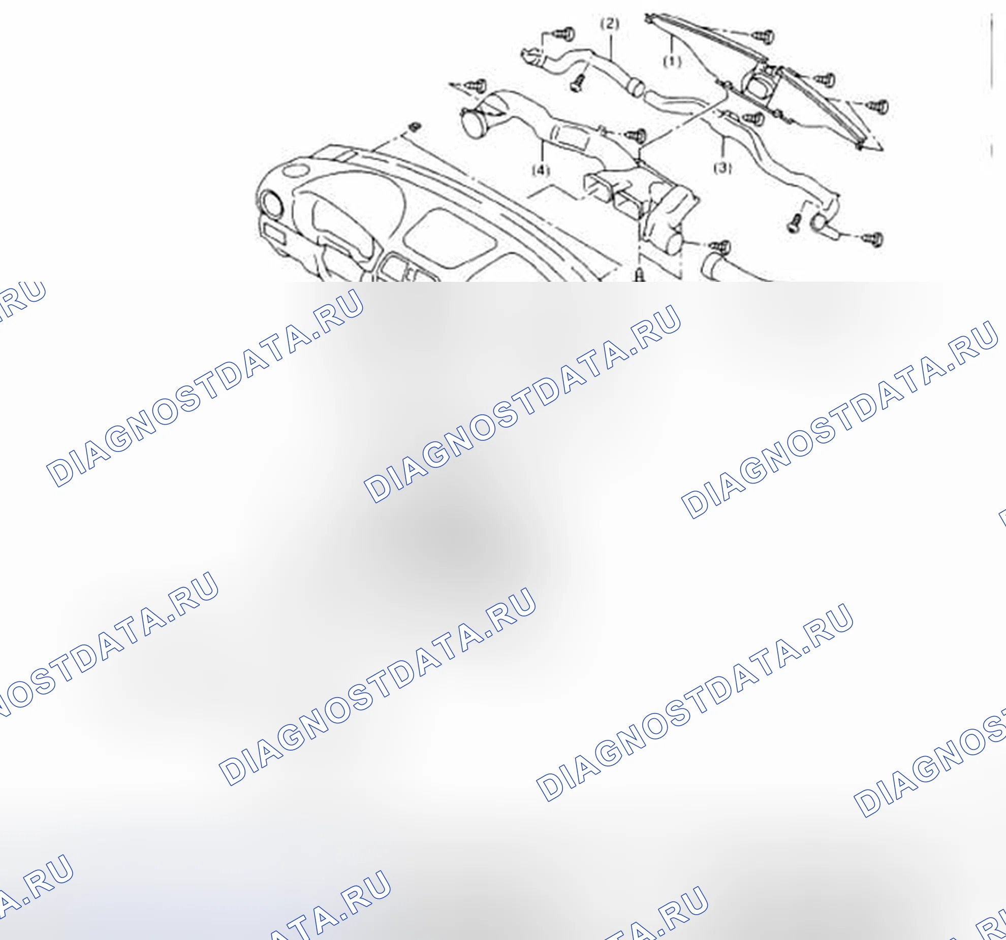 Рис. 40: Разнесенный вид канала нагревателя. Subaru Impreza WRX GD/GG рестайлинг 2