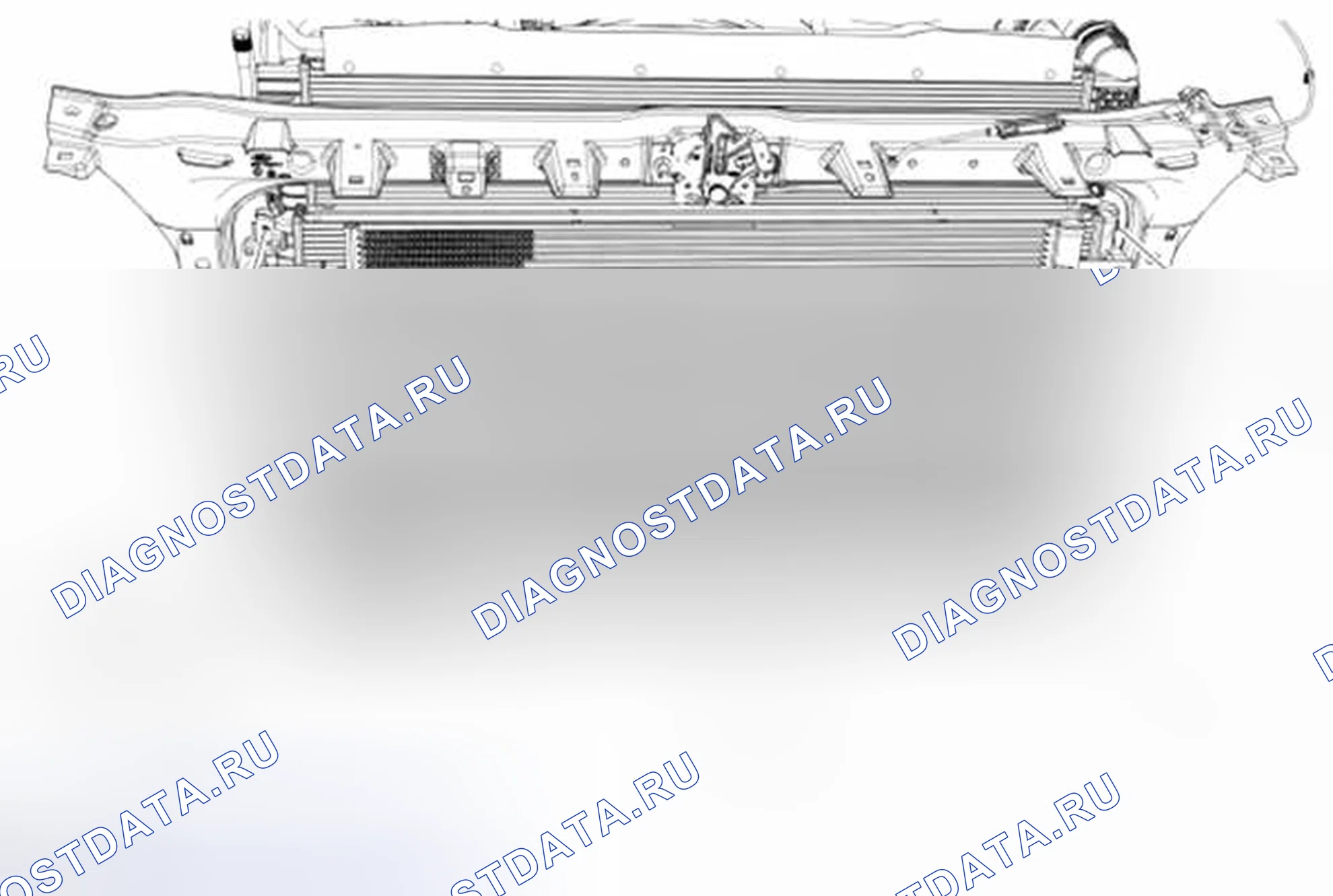 Рис. 64: Вторичный радиатор и конденсатор переменного тока. Ford Pickup F250 Super Duty II