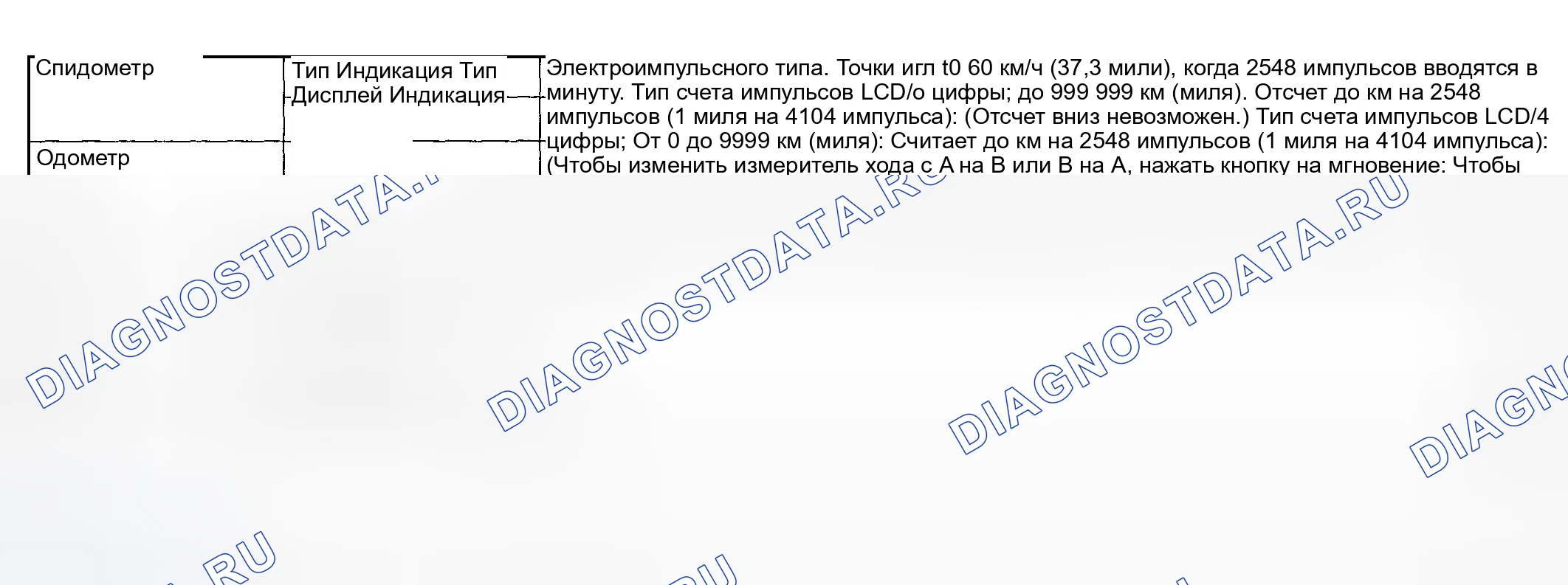 Рис. 36: ТЕХНИЧЕСКИЕ ХАРАКТЕРИСТИКИ приборов и панели приборов. Subaru Impreza GD/GC/GG рестайлинг