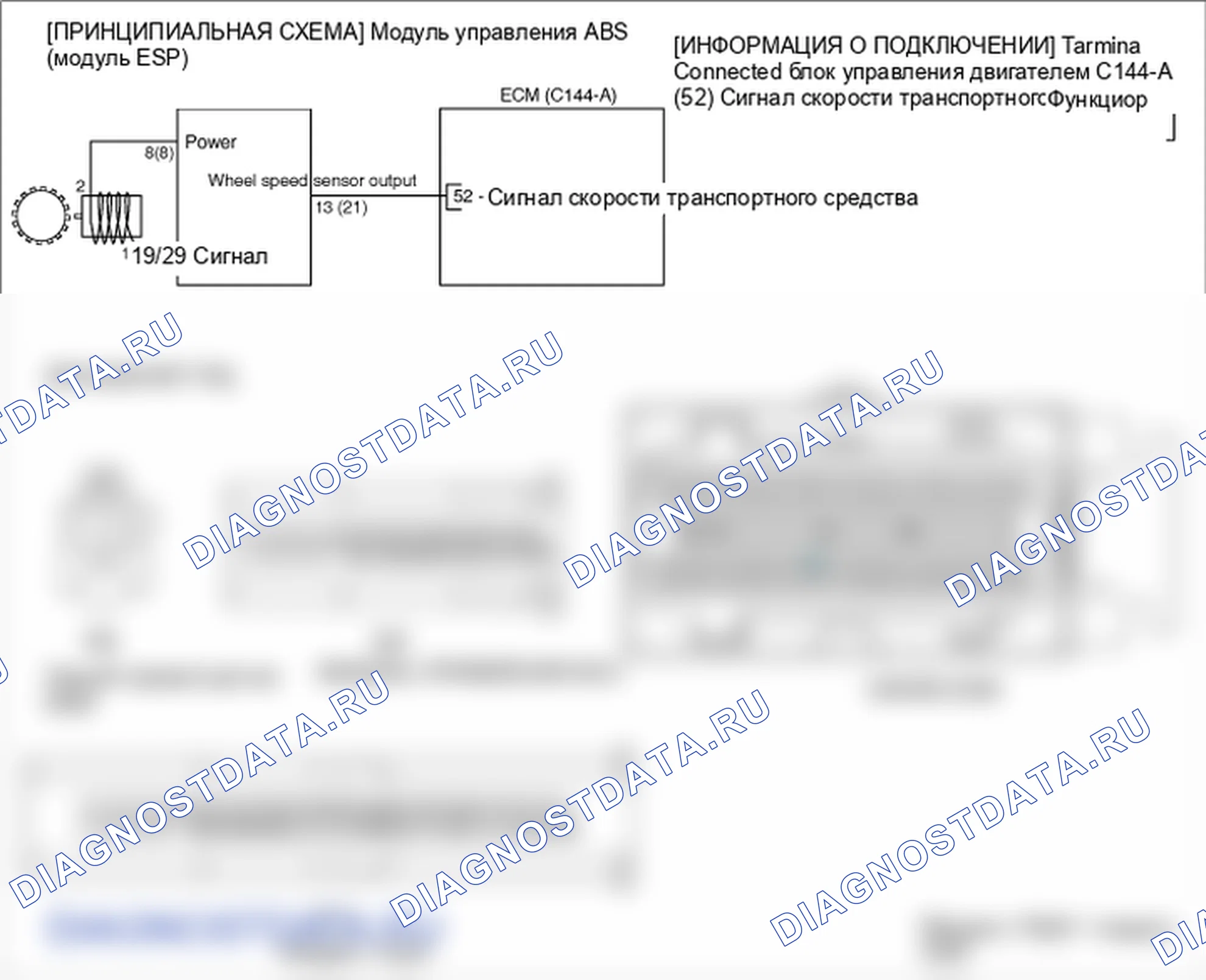 Фрагмент электросхемы: P0501. Kia Sorento BL