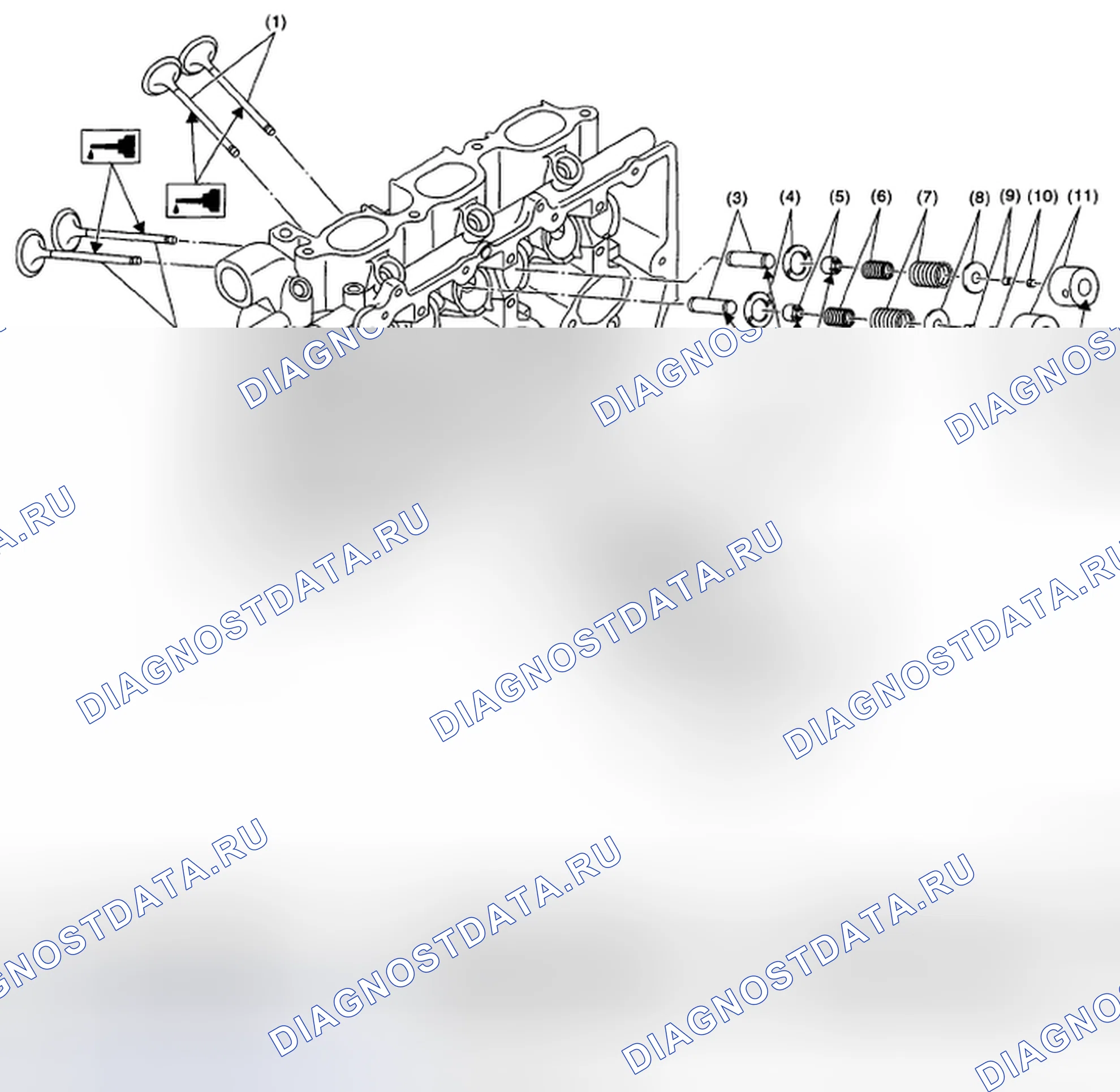 Рис. 491: ГОЛОВКА ЦИЛИНДРА И КЛАПАН В СБОРЕ. Subaru Outback BP рестайлинг