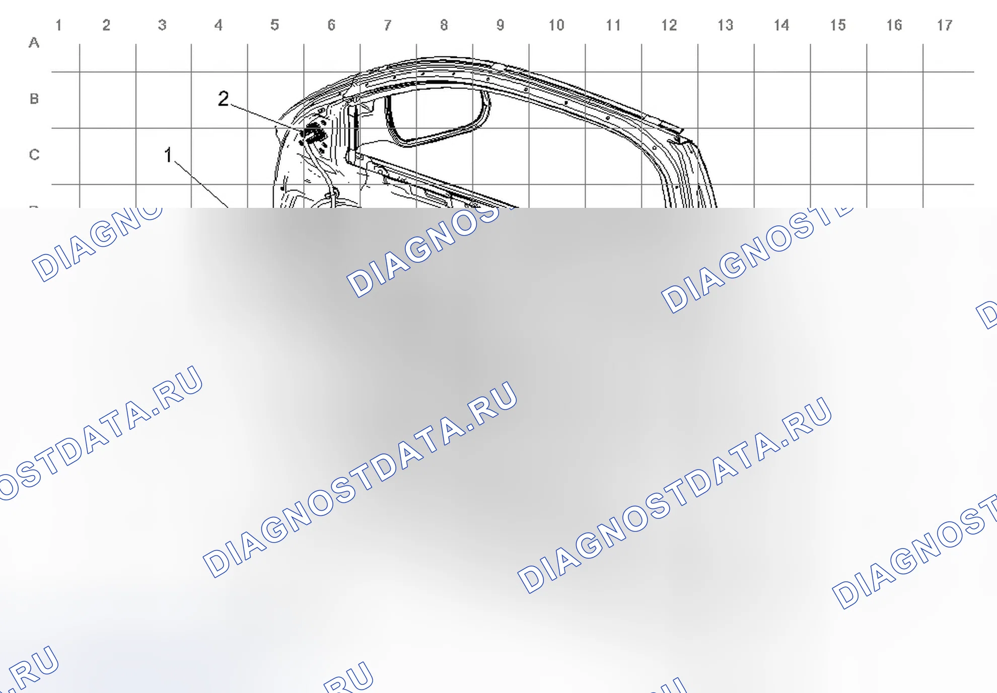 Рис. 59: Прокладка подвесной системы пассажирской двери. Chevrolet Malibu VIII рестайлинг
