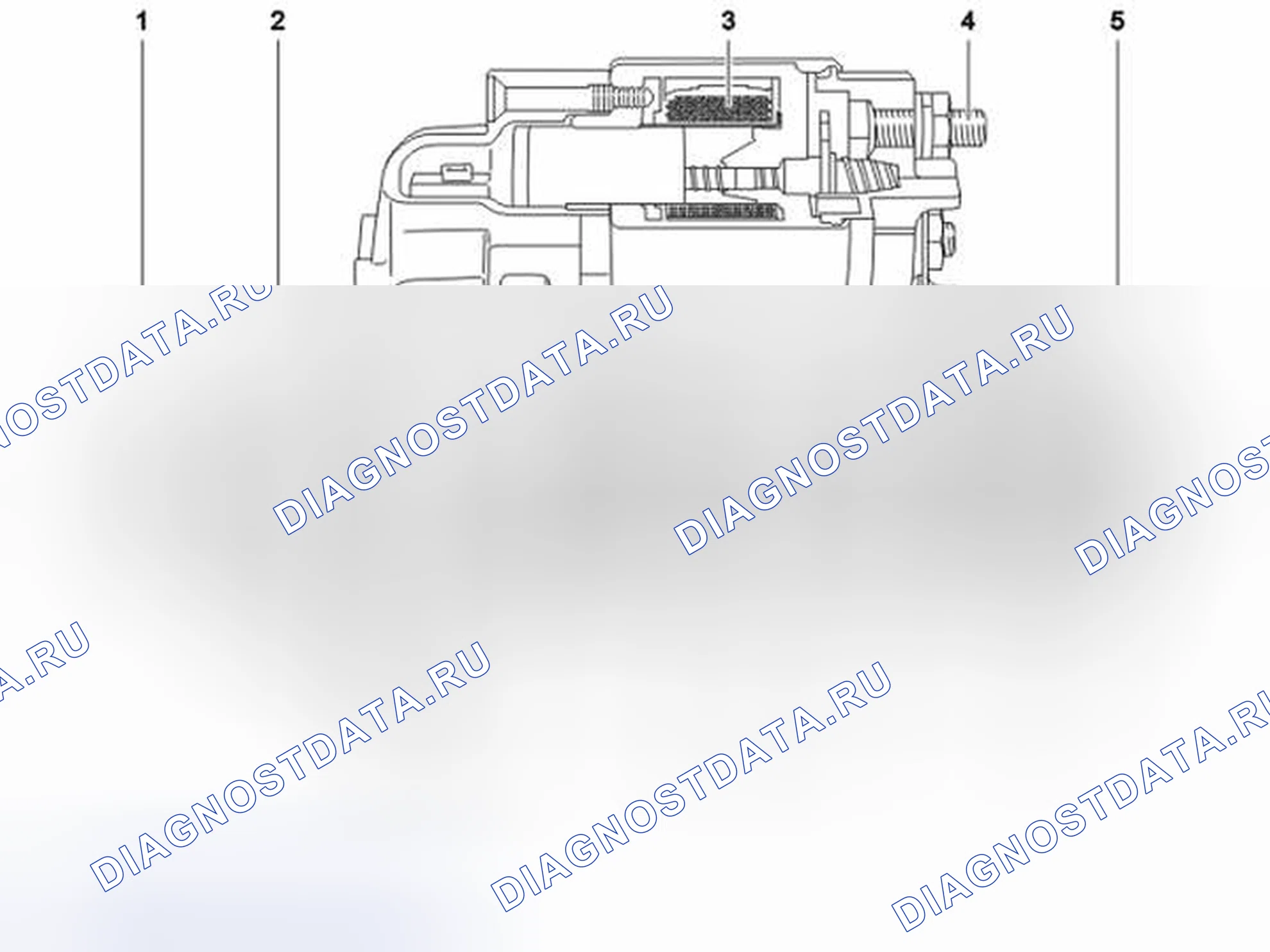 Рис. 34: РАЗНЕСЕННЫЙ ВИД СТАРТЕРНОГО ДВИГАТЕЛЯ. Volvo S80 II рестайлинг