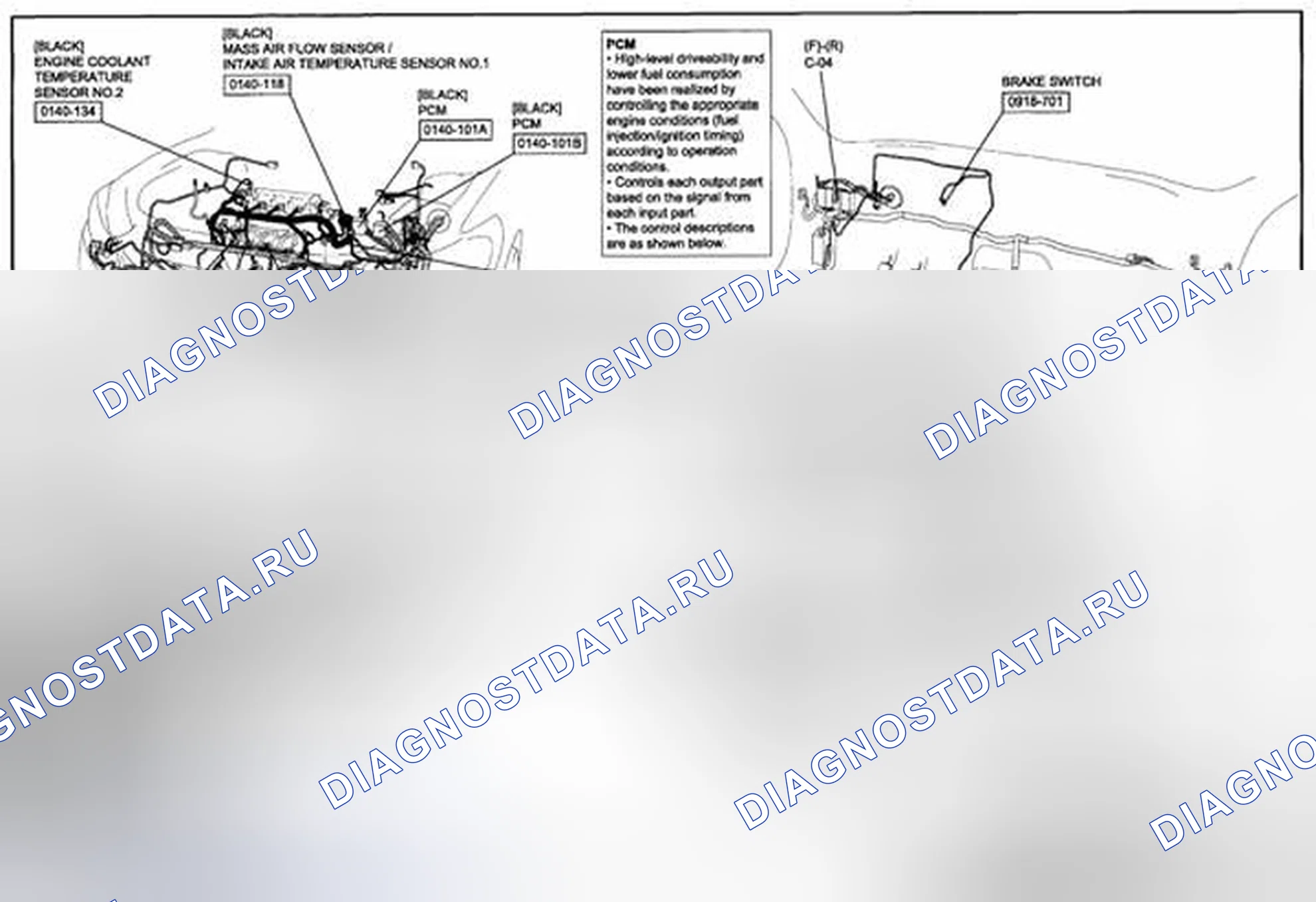 Рис. 100: Схема прокладки кабелей системы управления (SKYACTIV-G 2.0) (0140-1e) 2 из 2. Mazda CX-5 I