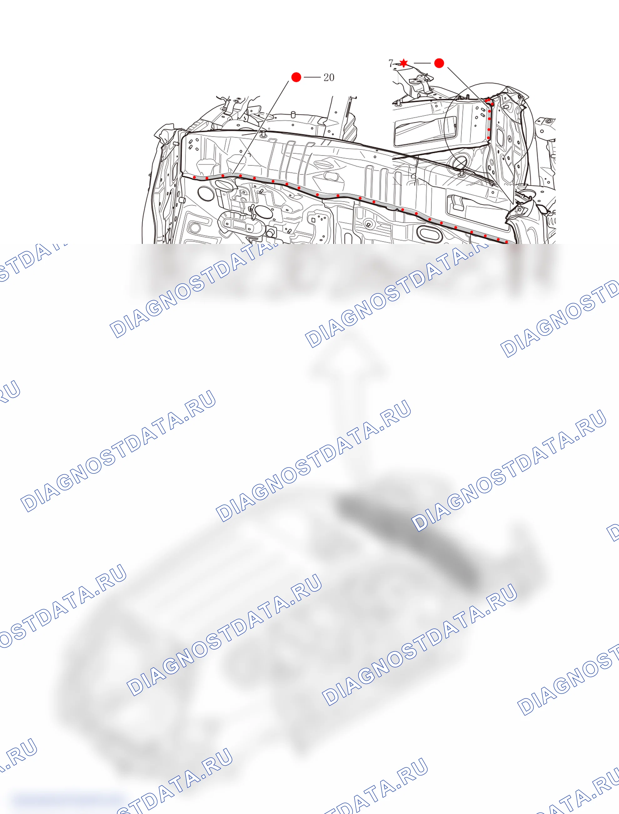 Узел балок под передним ветровым окном — Haval H6. Haval H6 III