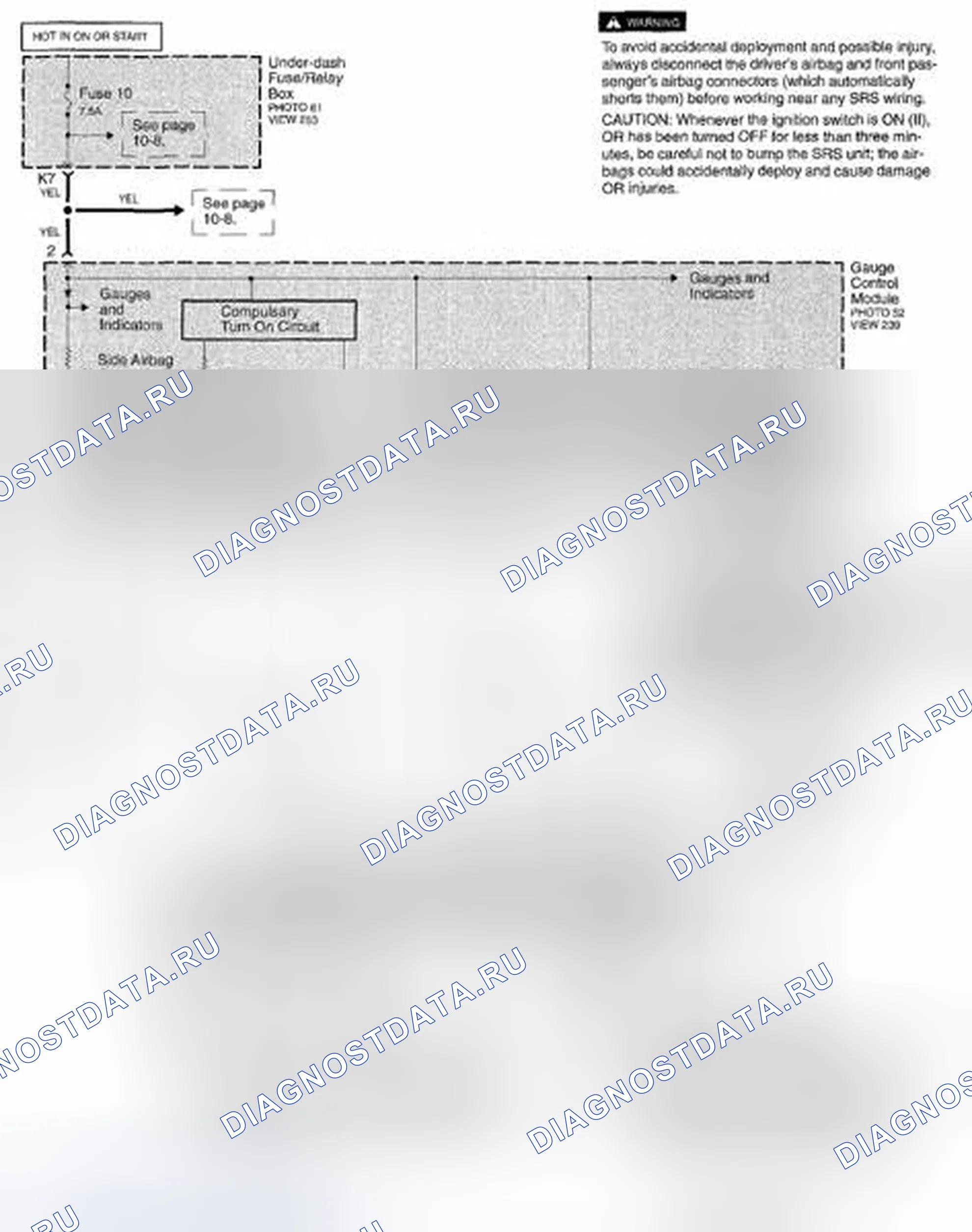 Рис. 170: Принципиальная схема SRS (стр. 47-1). Honda Element YH2 рестайлинг 2
