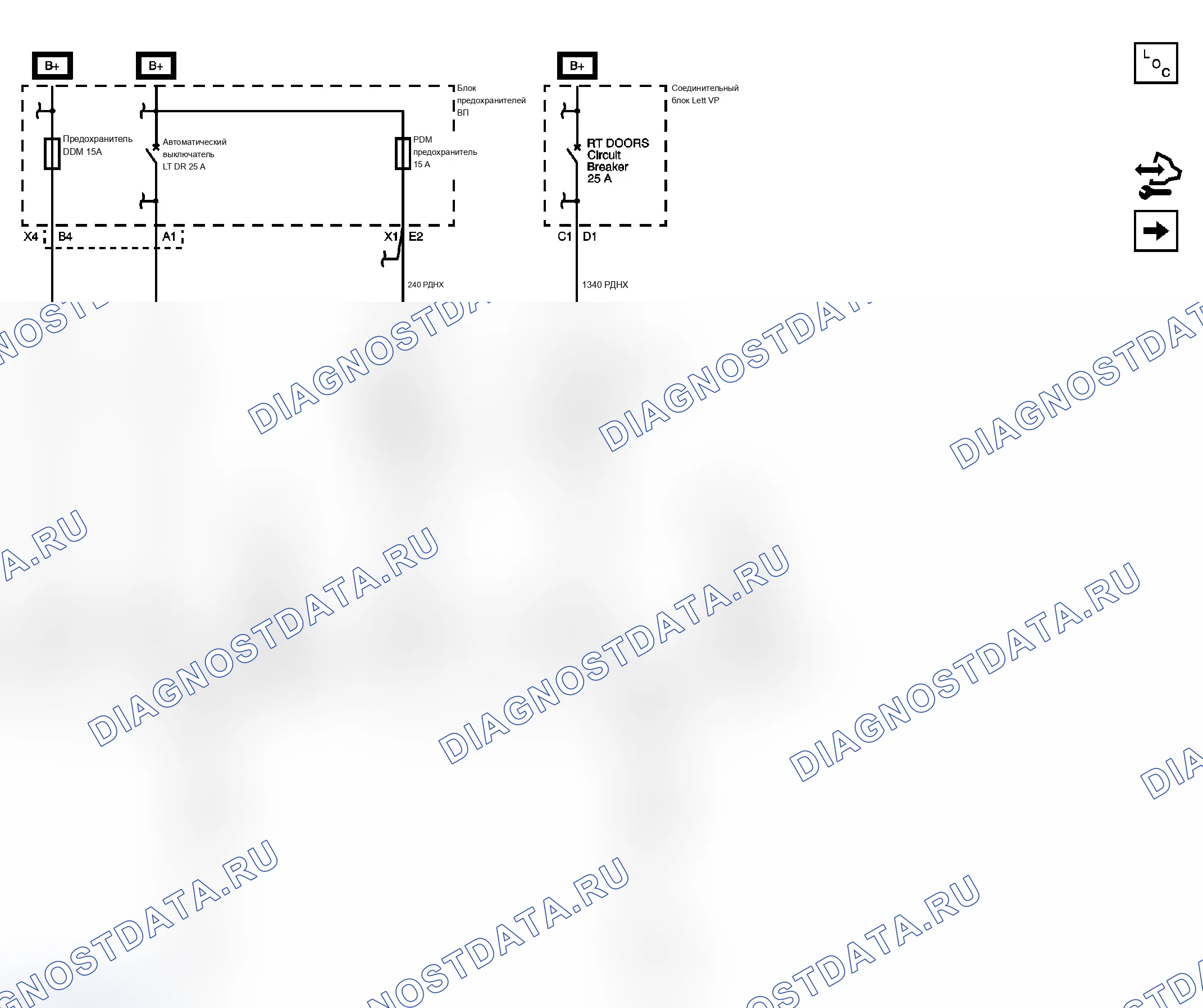 Рис. 3: Схема модуля управления дверями. Chevrolet Suburban K2500 GMT900