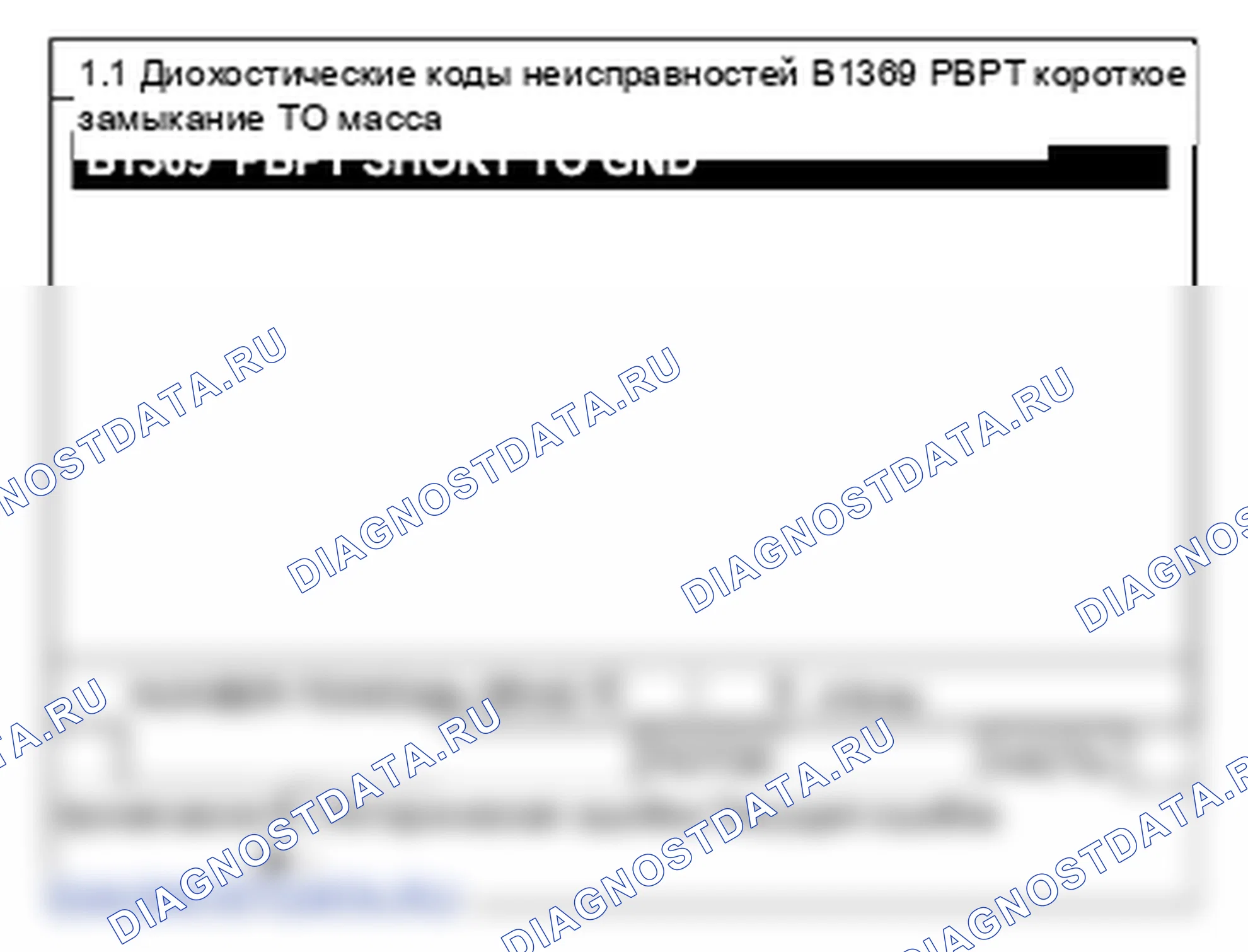 B1369: Предварительное натяжение цепи сопротивления переднего пассажира, замыкание на массу. Hyundai Santa Fe CM