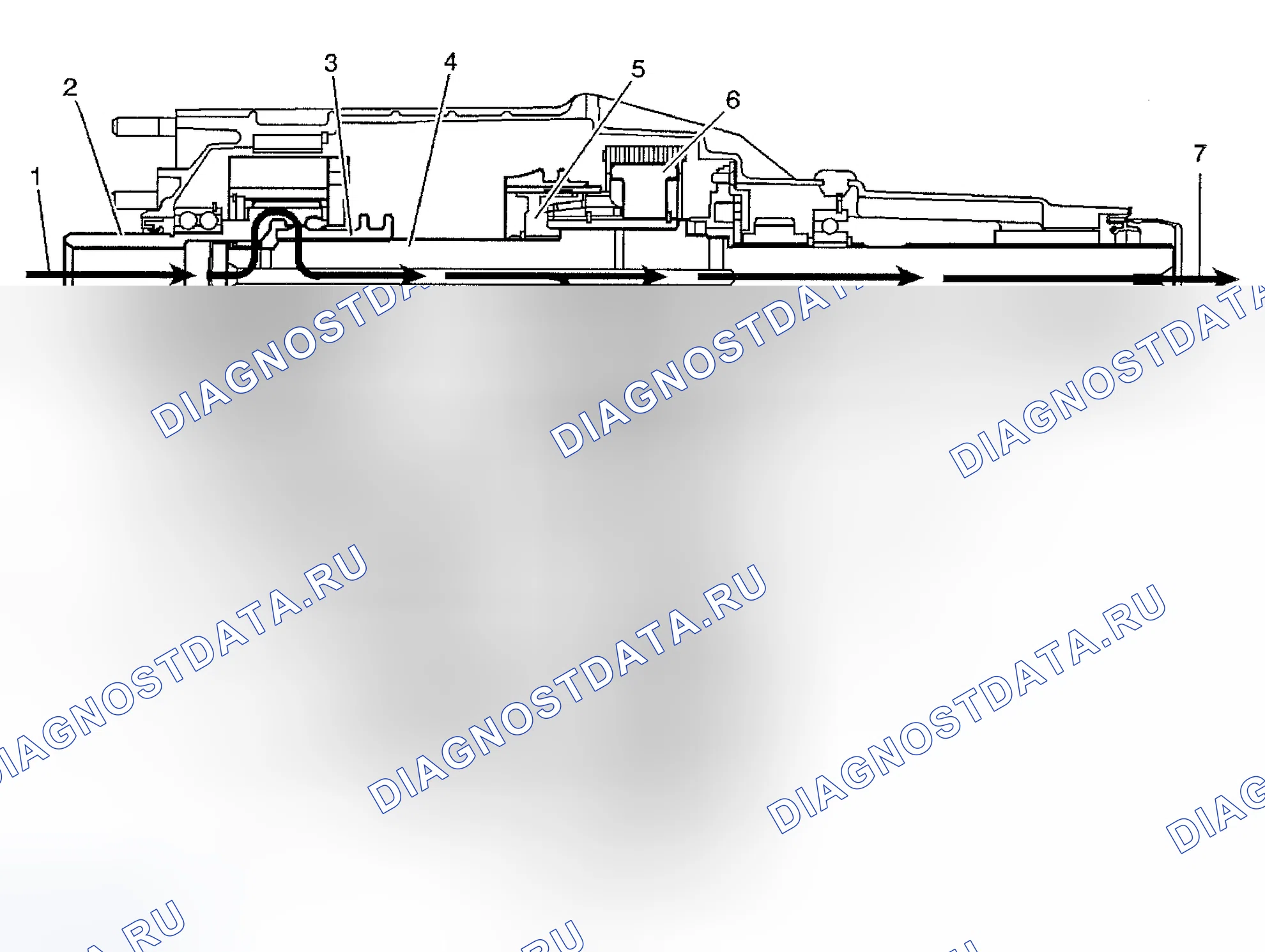Рис. 36: РЕЖИМ 4HI ПОТОК МОЩНОСТИ. GMC Cab & Chassis Sierra 3500 GMT800 early