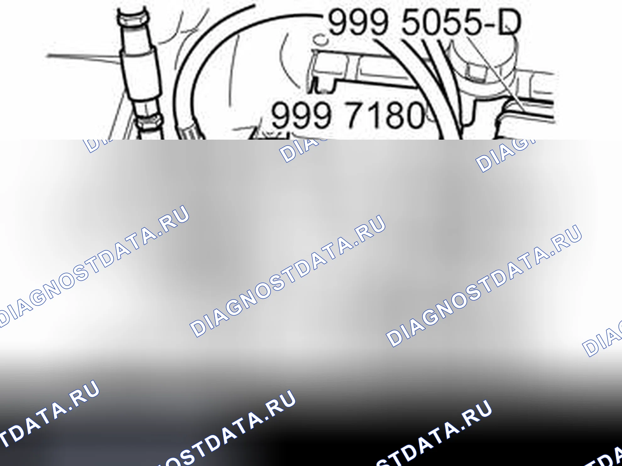 Рис. 140: Подключение манометра, относится к модельным годам с 2005 года включительно. Volvo V70 II
