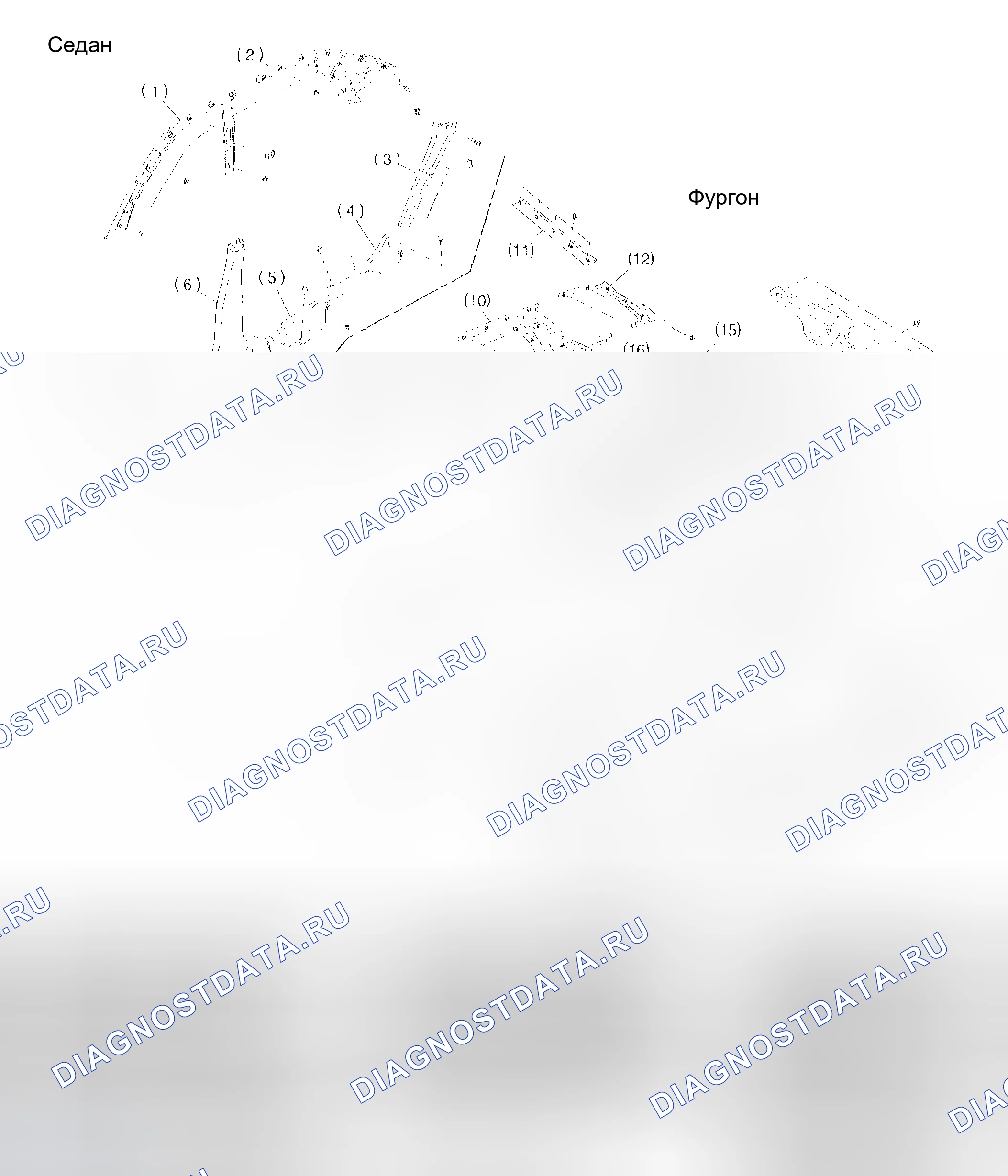 Рис. 12: Идентификация компонентов внутренней отделки. Subaru Impreza GD/GC/GG