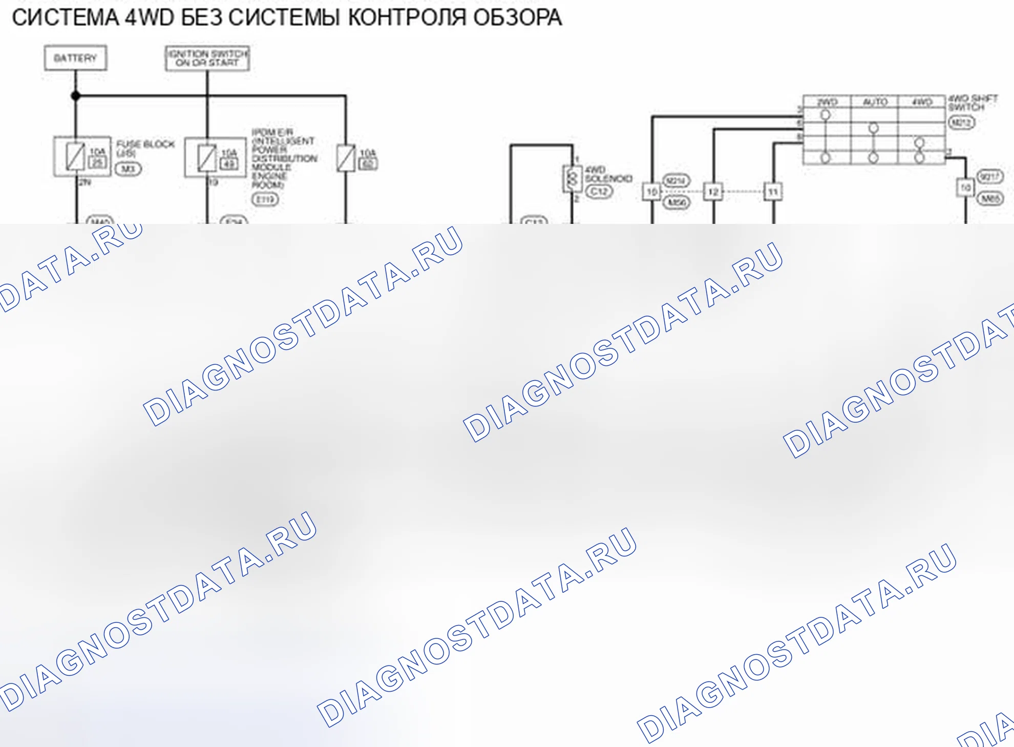 Рис. 13: электросхема - без системы контроля обзора. Nissan Pathfinder IV рестайлинг