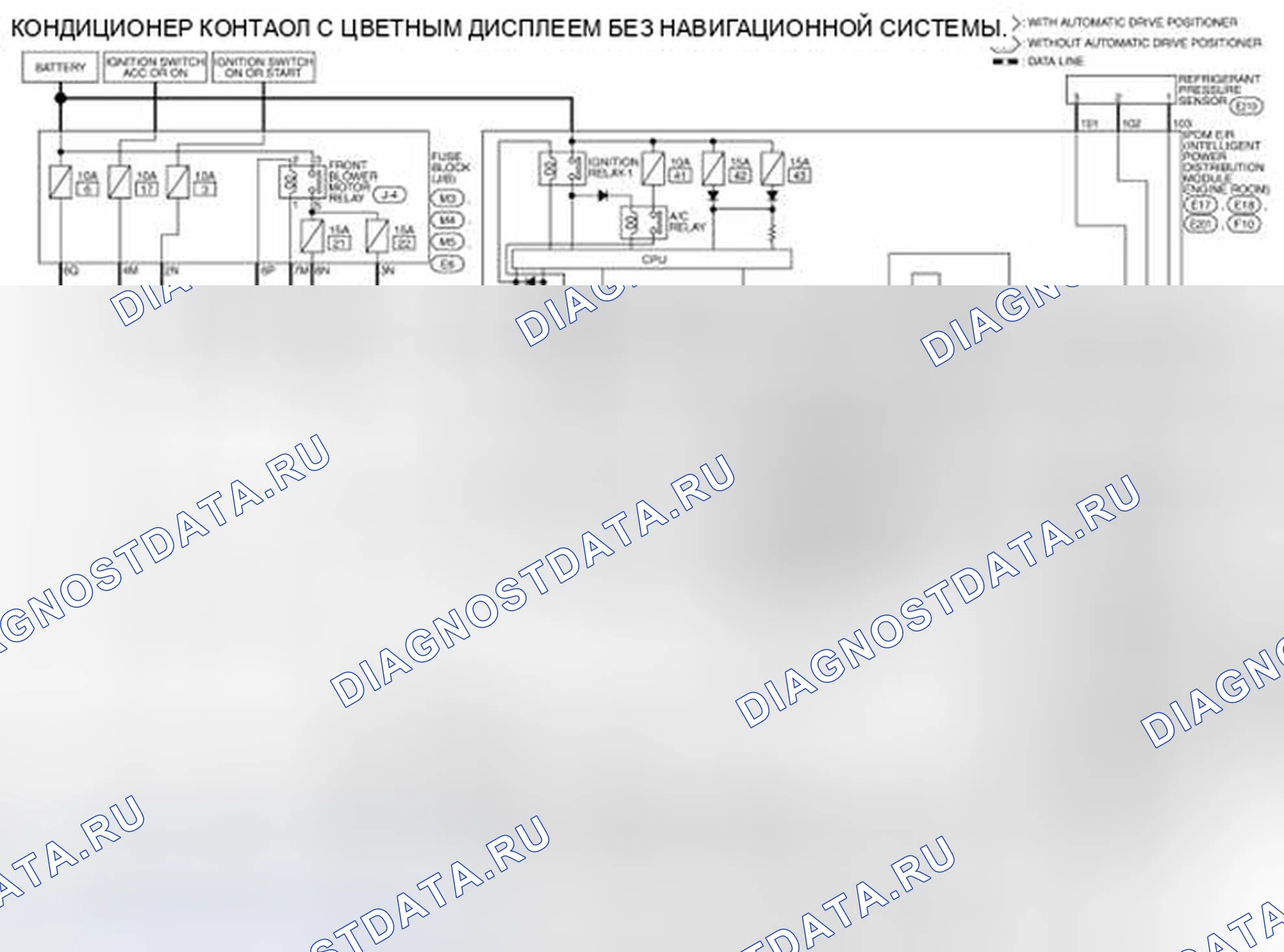 Рис. 193: электросхема - управление кондиционерами - без NAVI. Honda Passport I